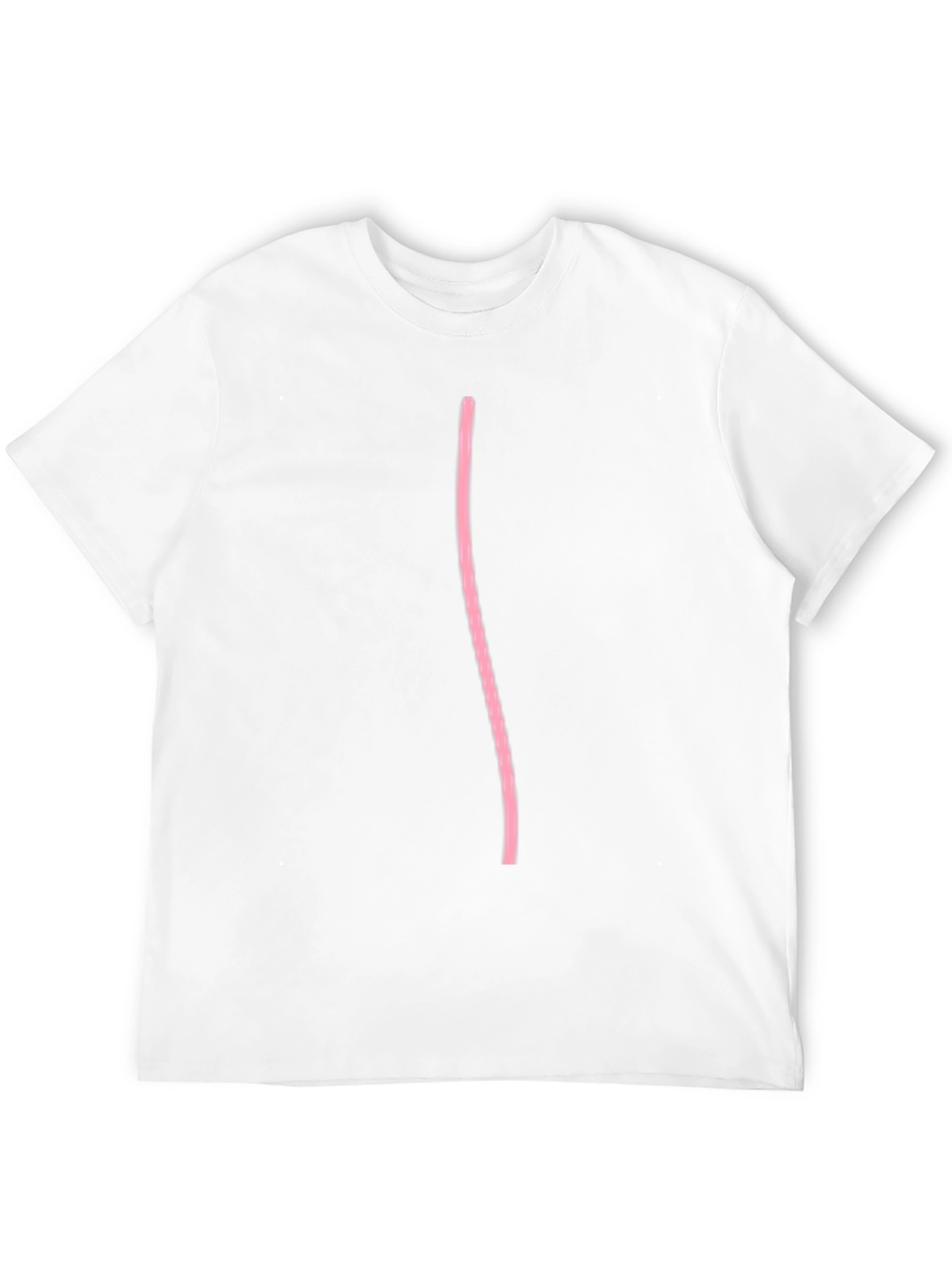Black Black Casual Tee with Pink Line Design view 12