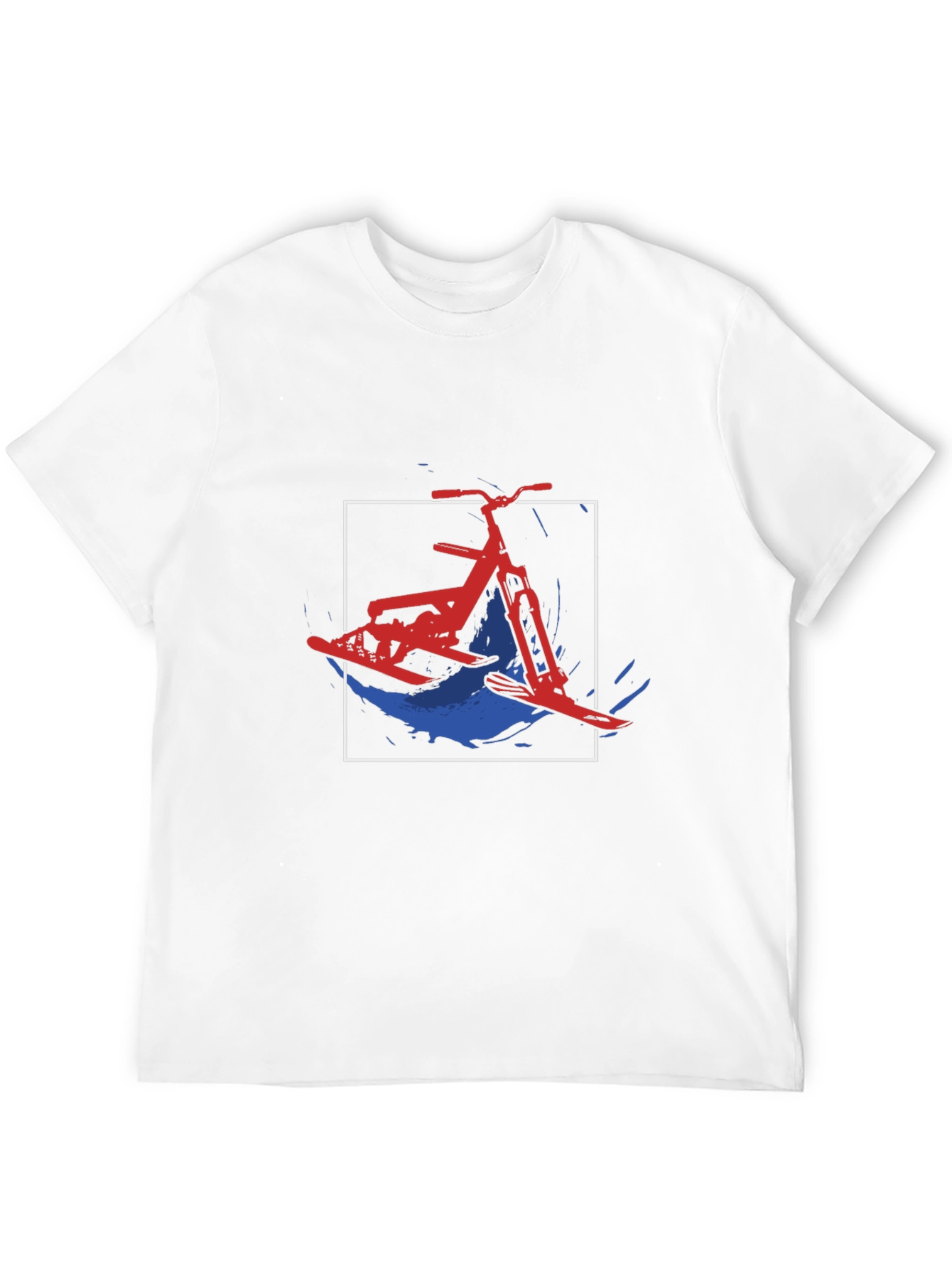 Black Snow Bike T-Shirt: Red, White and Blue Design view 12