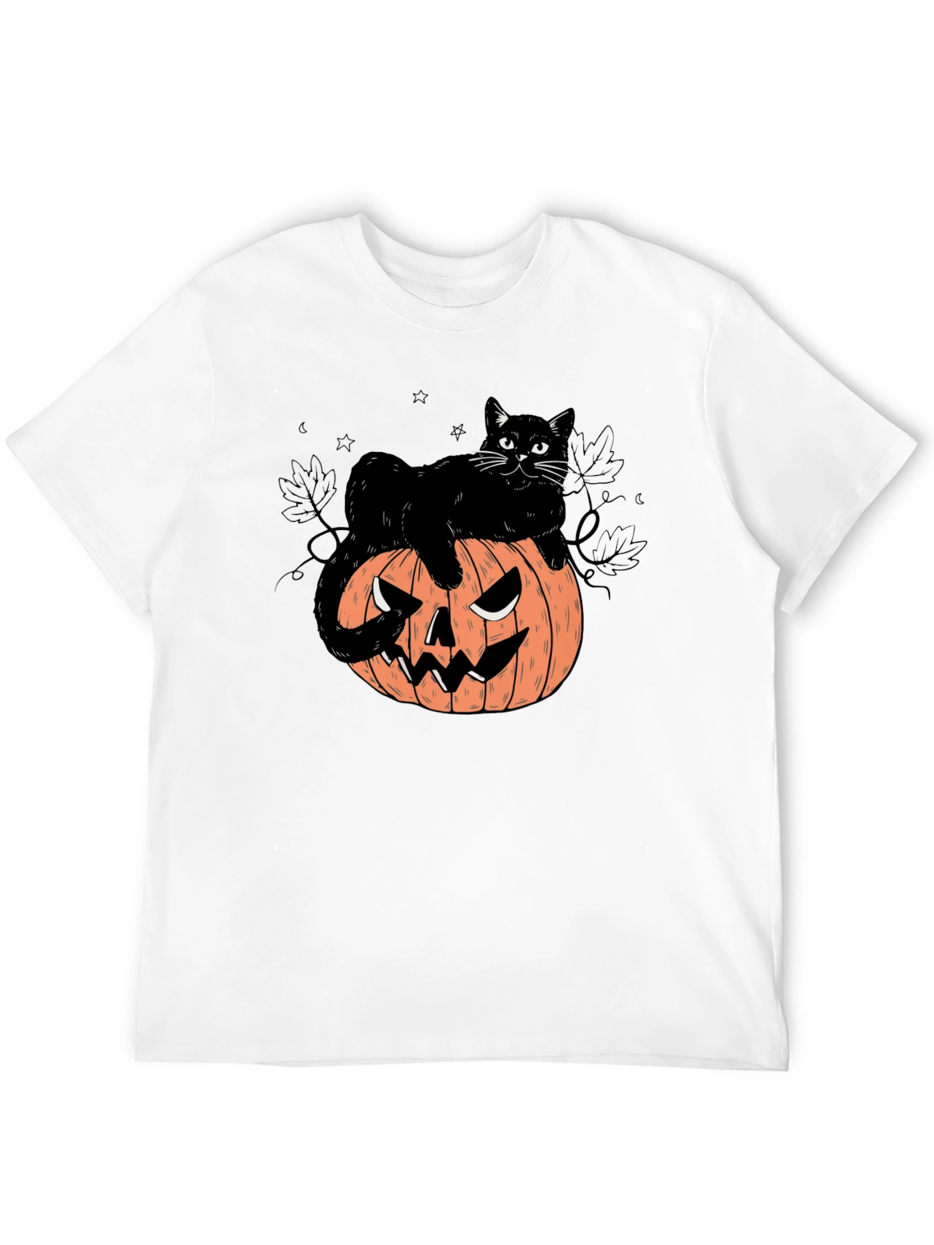 Black Halloween Cat on Pumpkin Graphic Tee view 12