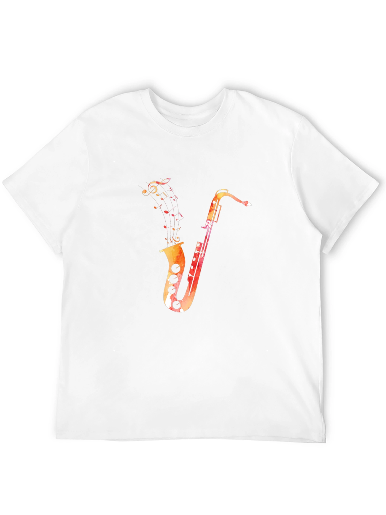Black Saxophone Music Notes Graphic Black T-Shirt view 12