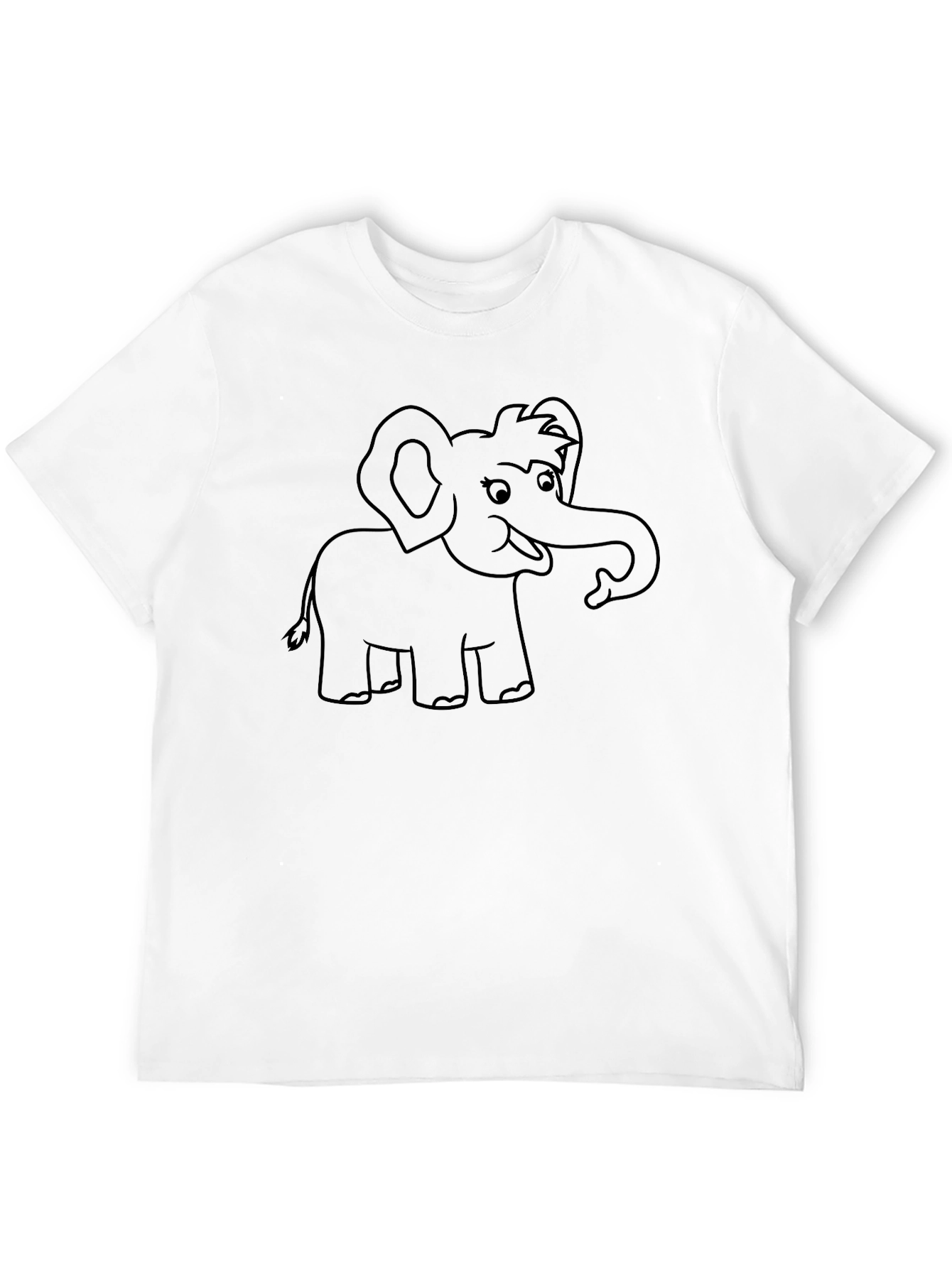 Black Cartoon Elephant Graphic Tee - Black Cotton T-Shirt view 12