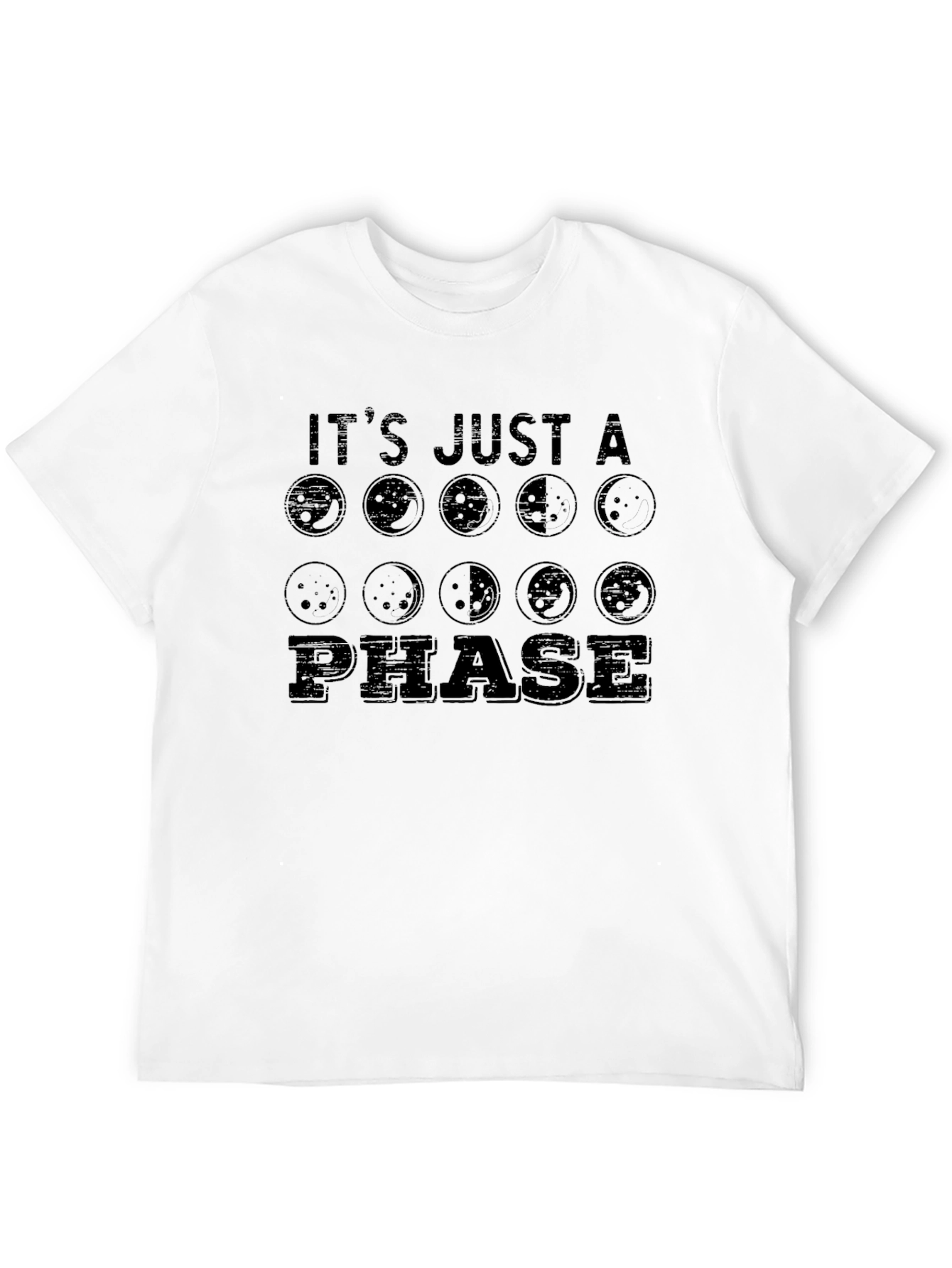 Black It's Just a Phase Moon T-Shirt view 12