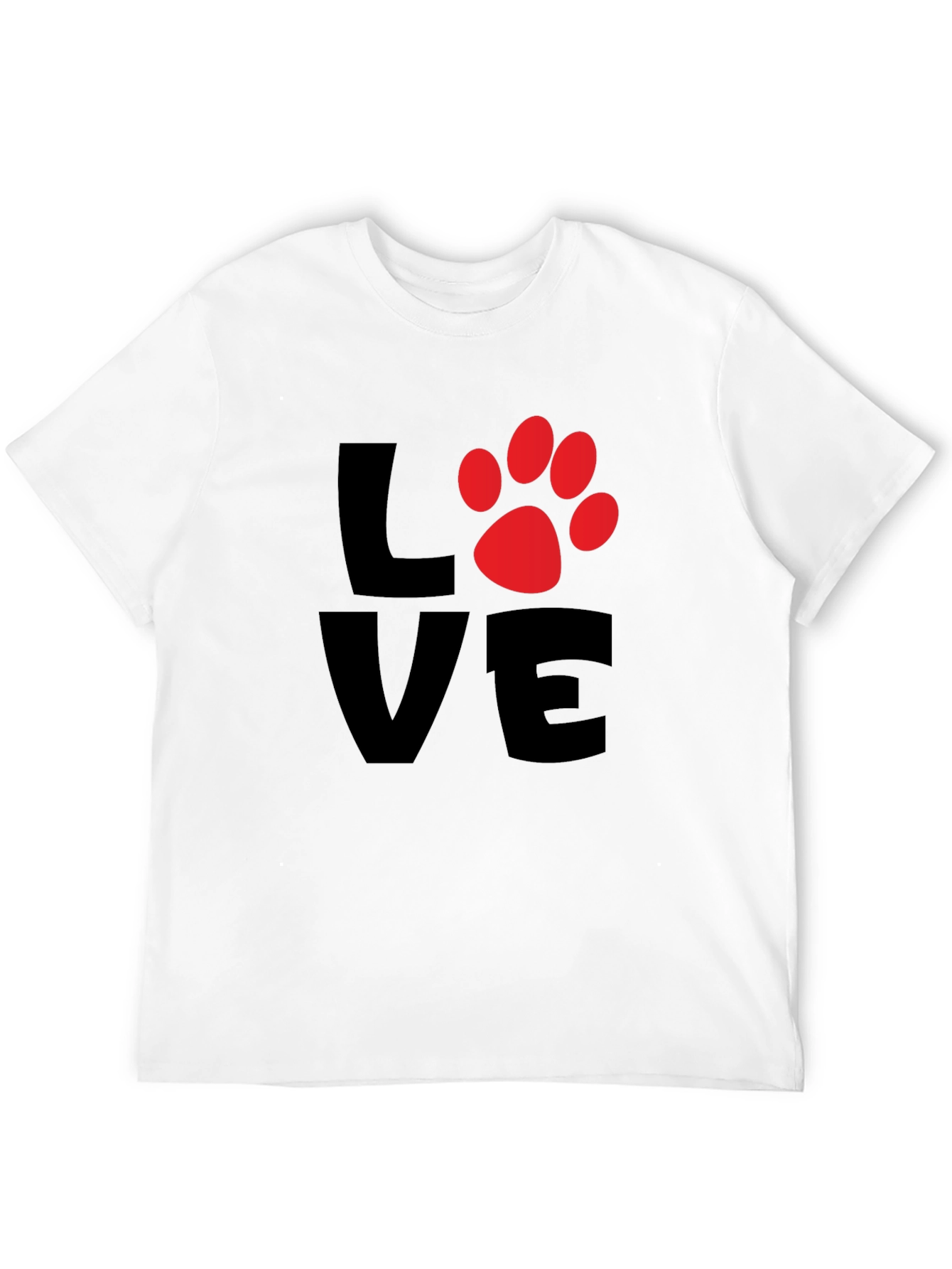 Black Love Paw Print Men's Black T-Shirt view 12