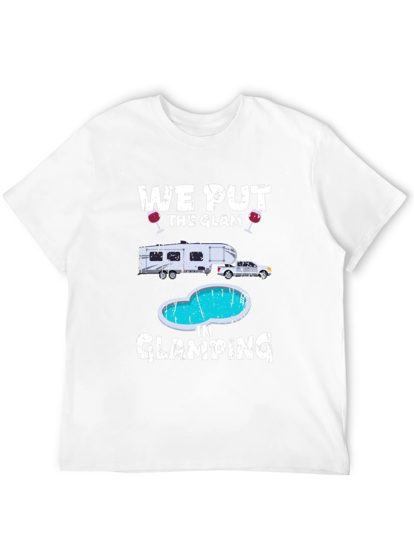 Black Glamorous Glamping T-Shirt: RV & Pool Design view 12
