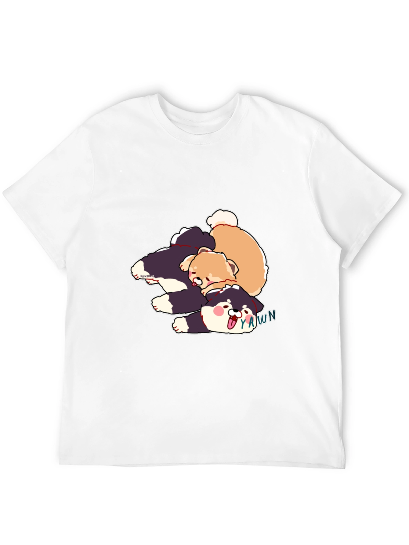 Black Cartoon Dog Pile Black T-Shirt view 12