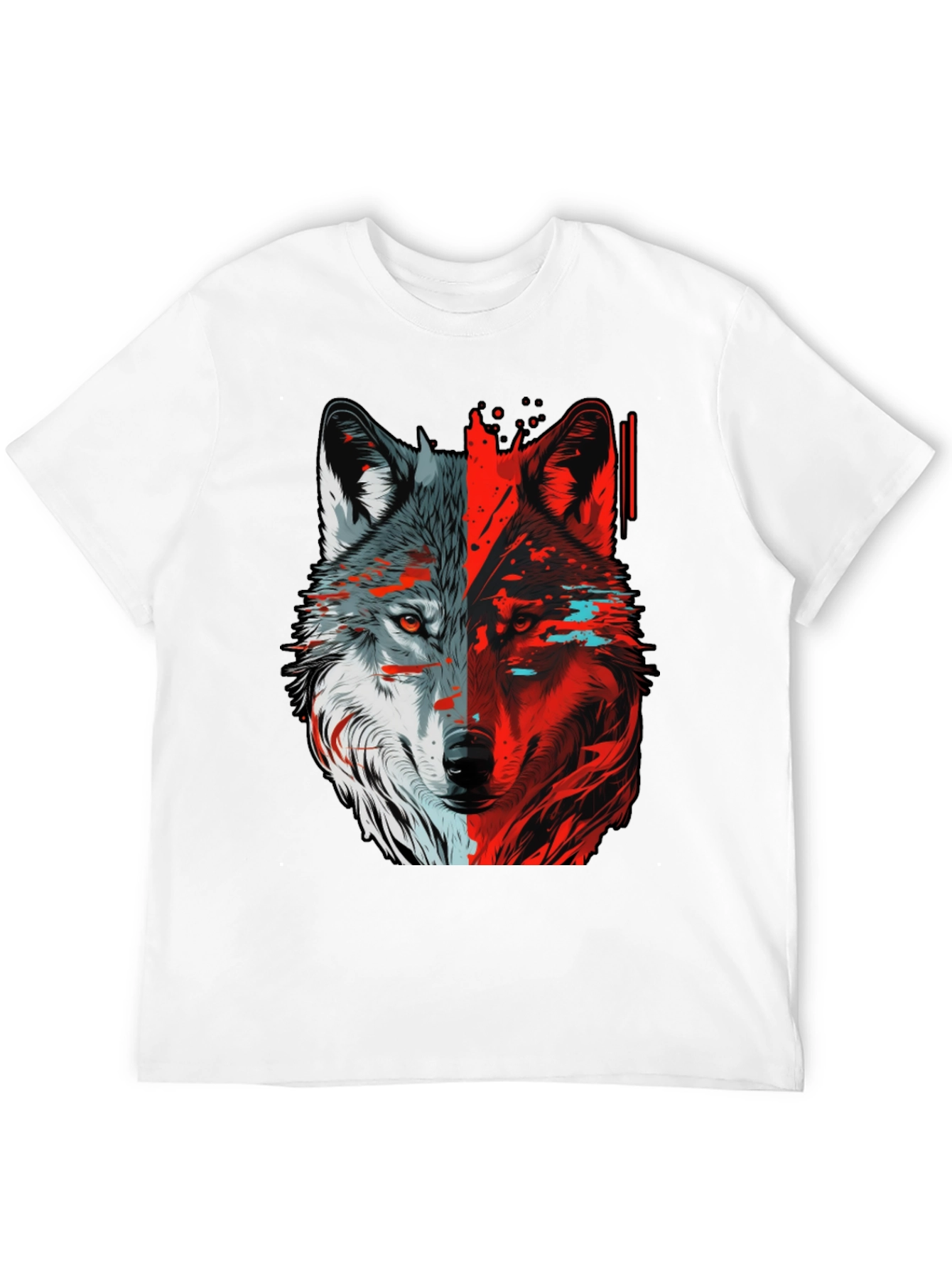 Black Bicolor Wolf Graphic T-Shirt - Stylish Animal Tee view 12