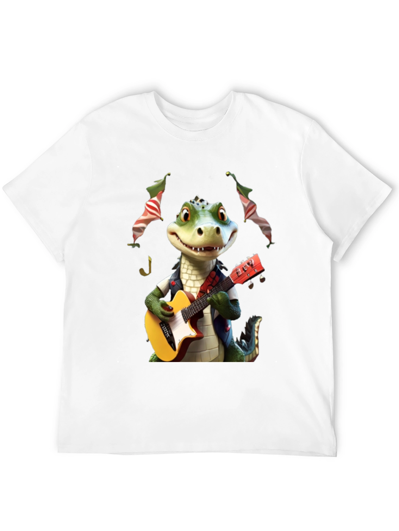 Black Alligator Guitar Player Graphic Tee view 12
