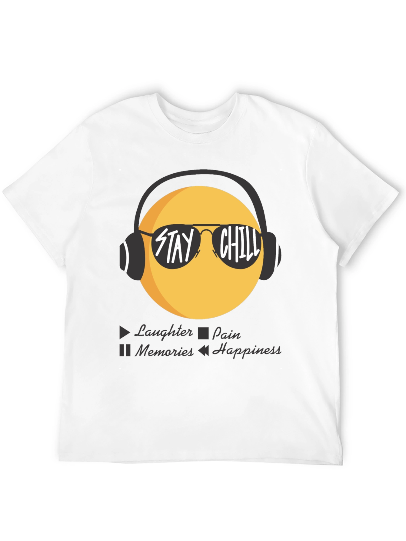 Black Stay Chill Emoji T-Shirt - Laughter, Happiness view 12