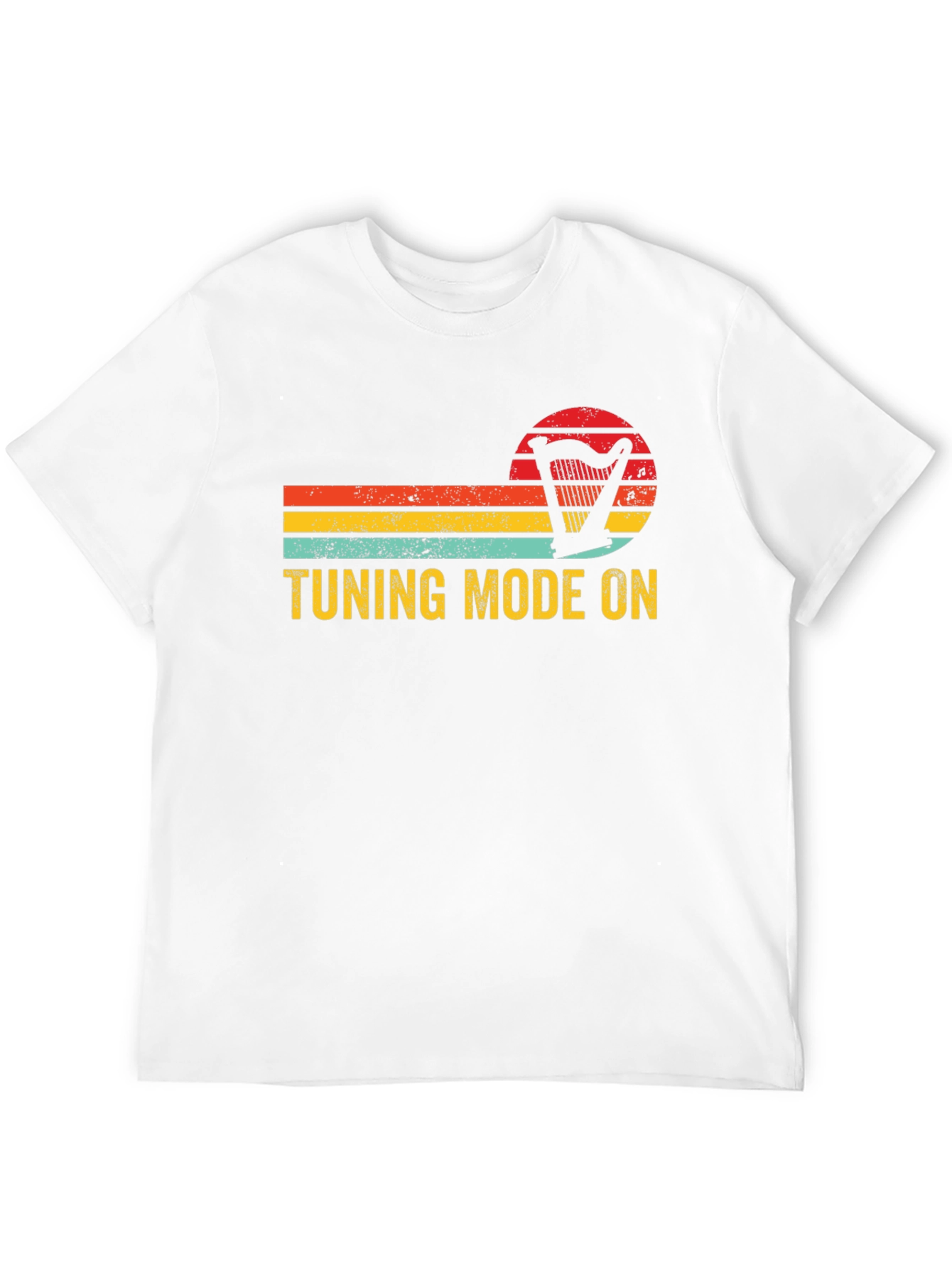 Black Tuning Mode On Harp Retro T-Shirt - Musician Gift view 12