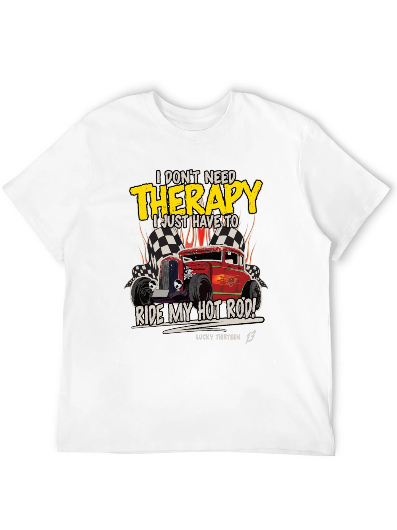 Black Hot Rod Therapy T-Shirt - Lucky Thirteen 13 view 12