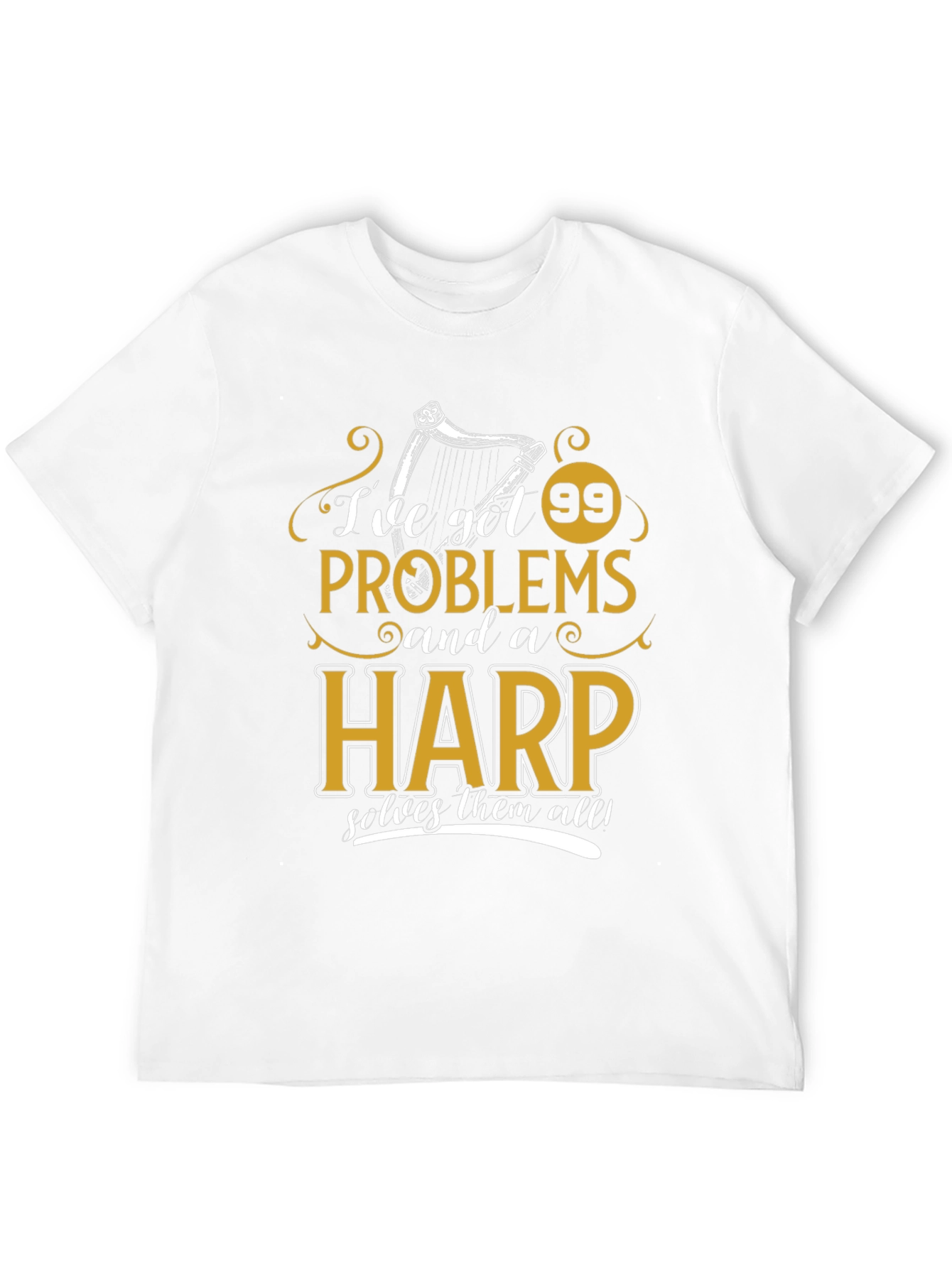 Black 99 Problems Harp T-Shirt - Musician Humor Tee view 12
