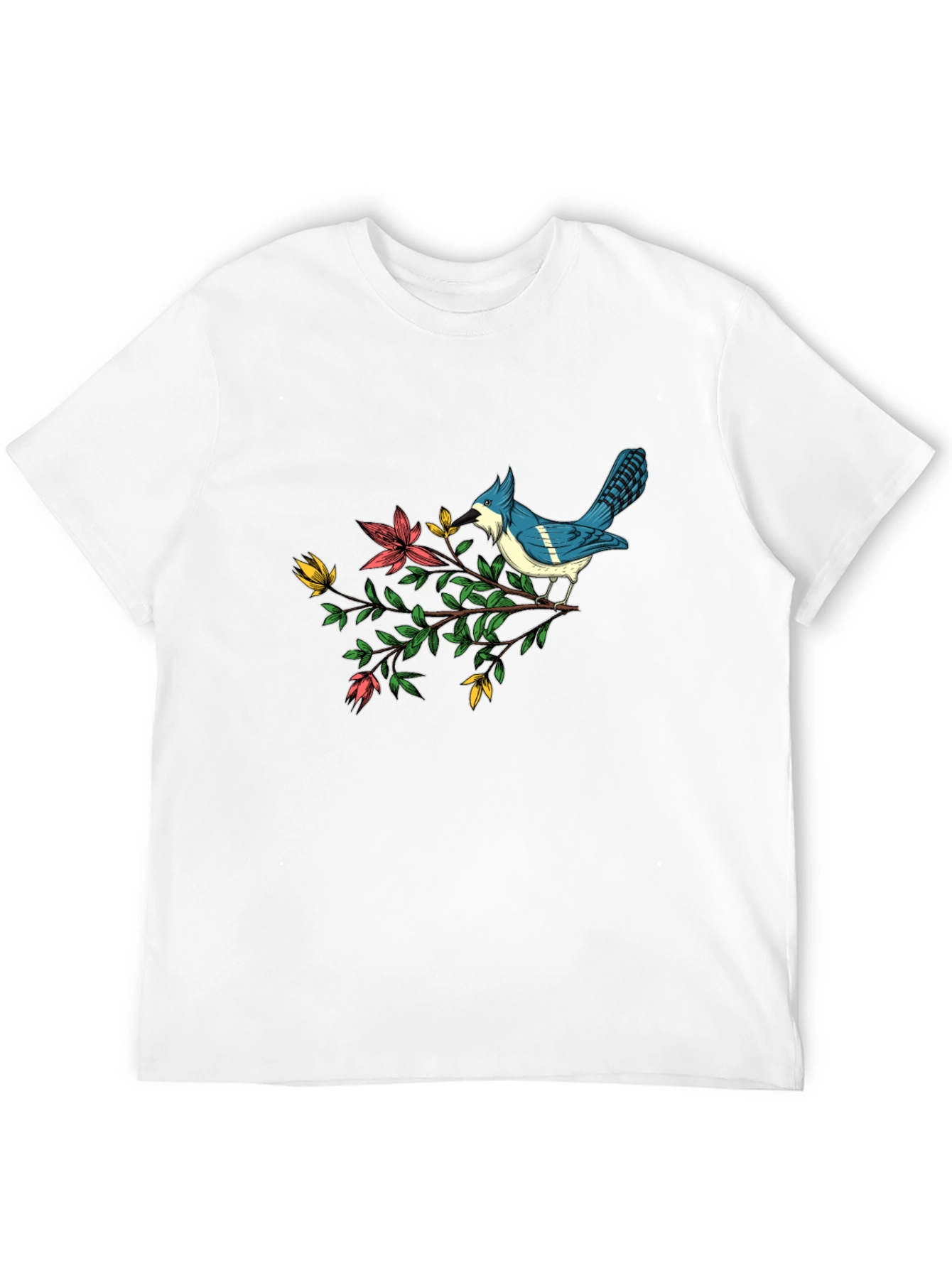 Black Blue Jay on Branch Graphic Tee - Soft Cotton Blend view 12