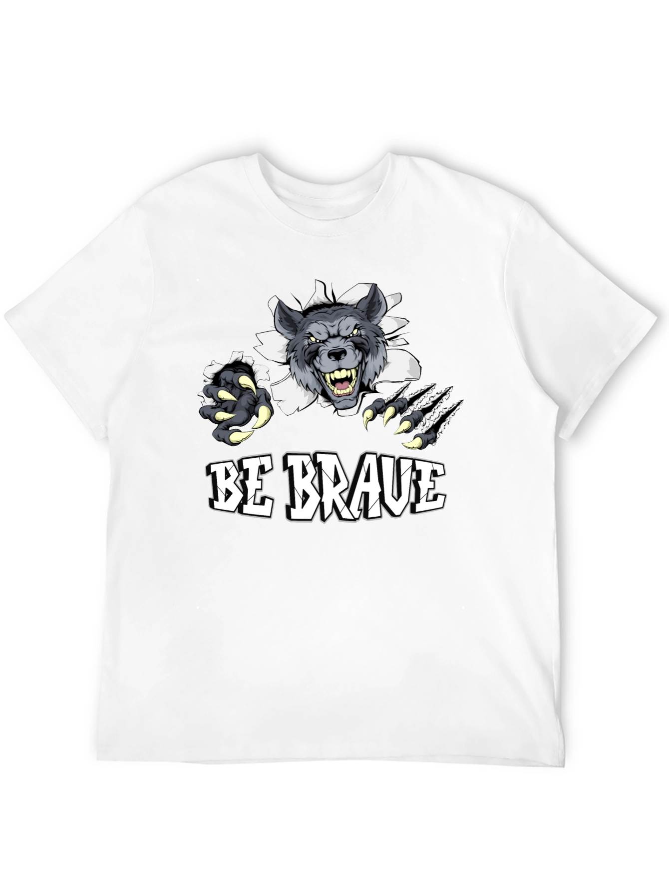 Black Be Brave Wolf Graphic Print T-Shirt view 12