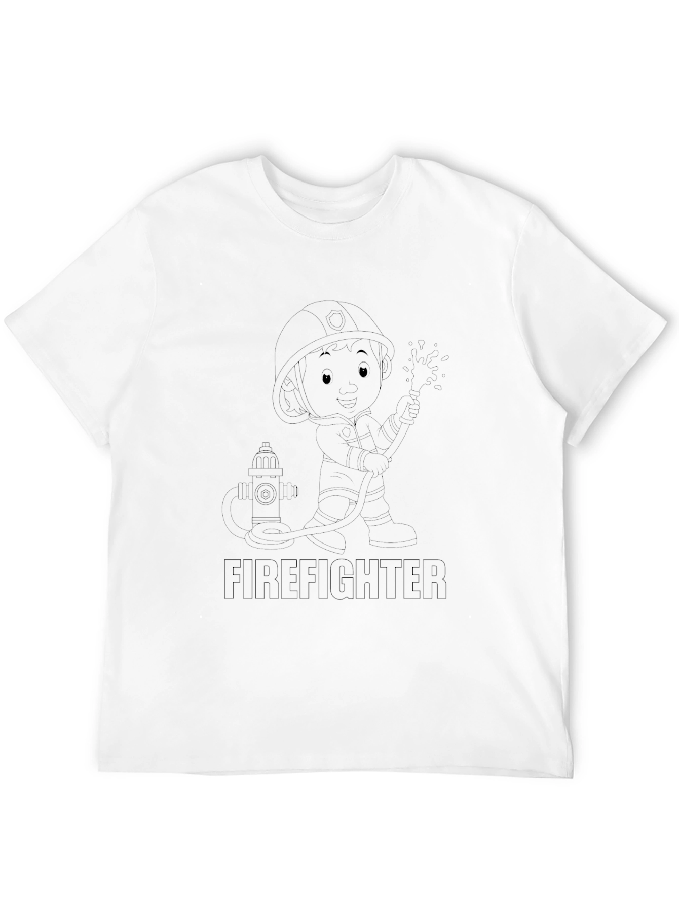 Black Firefighter Cartoon Black T-Shirt view 12
