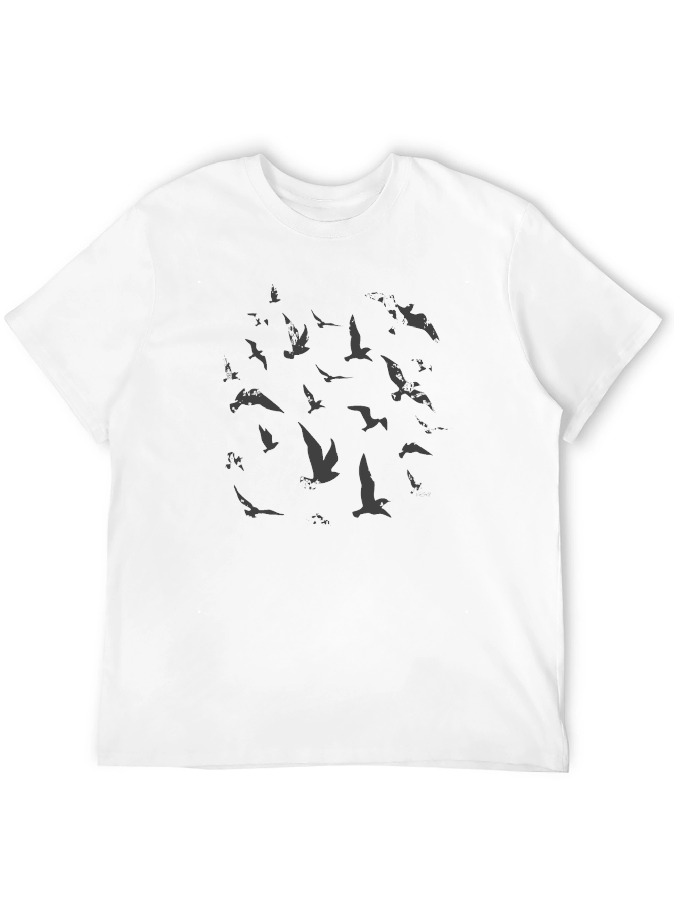Black Flock of Birds Graphic Print Black T-Shirt view 12