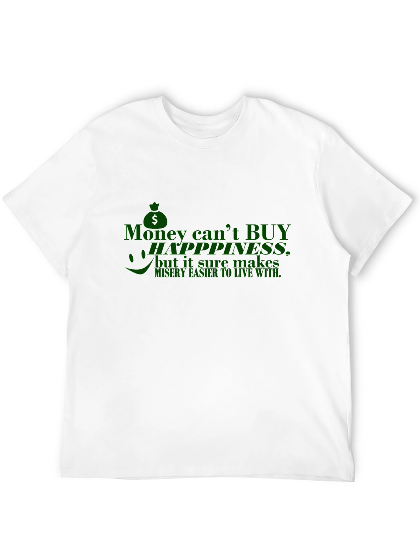 Black Funny Money Can't Buy Happiness T-Shirt view 12