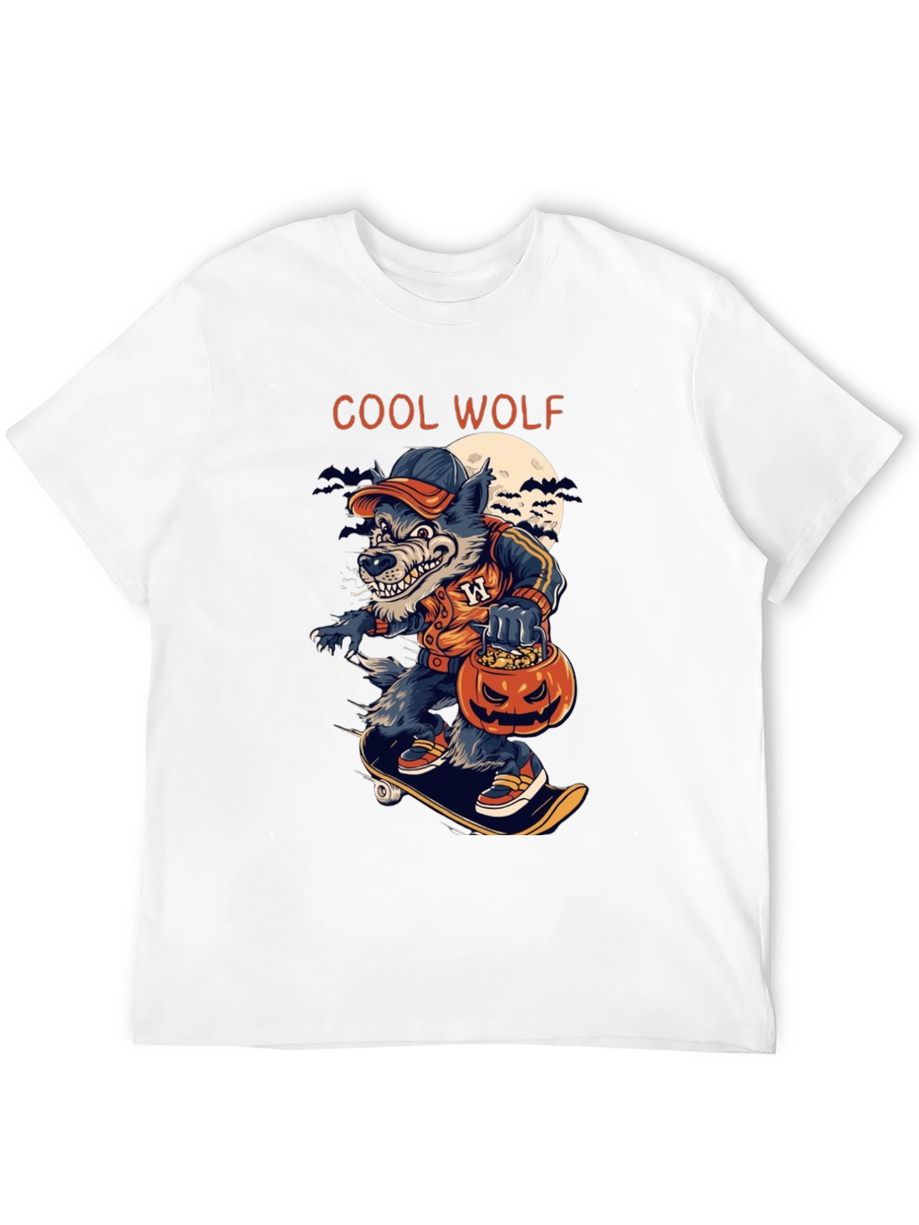 Black Cool Wolf Halloween Skateboard T-Shirt view 12