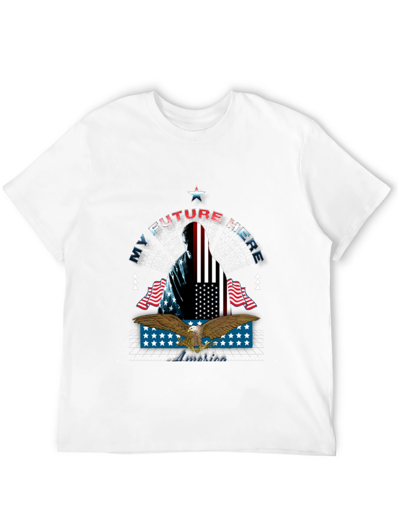 Black My Future Here Patriotic Eagle T-Shirt view 12