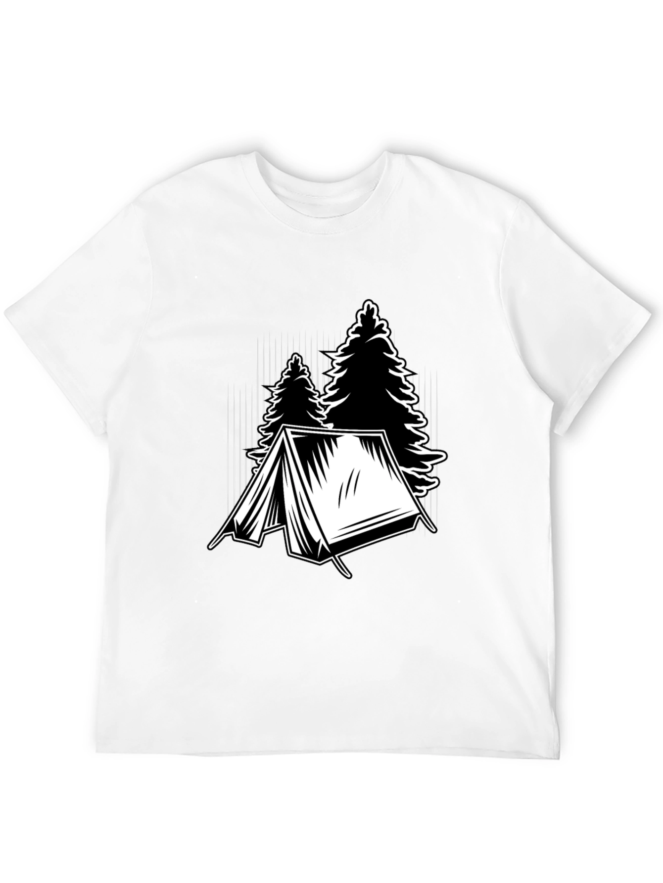 Black Camping Tent and Trees Graphic Tee - Black view 12