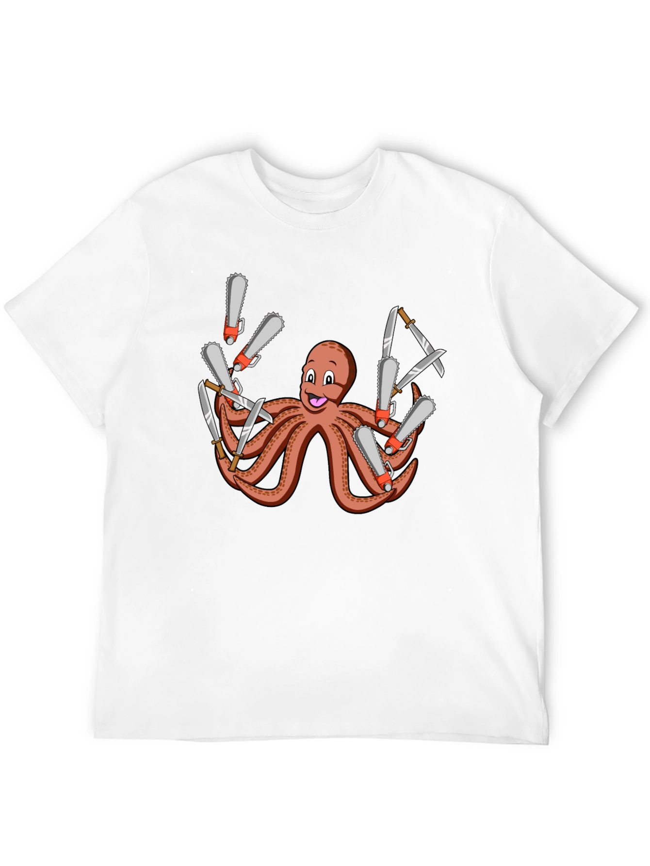 Black Octopus Chainsaw & Knife T-Shirt - Men's Black Tee view 12