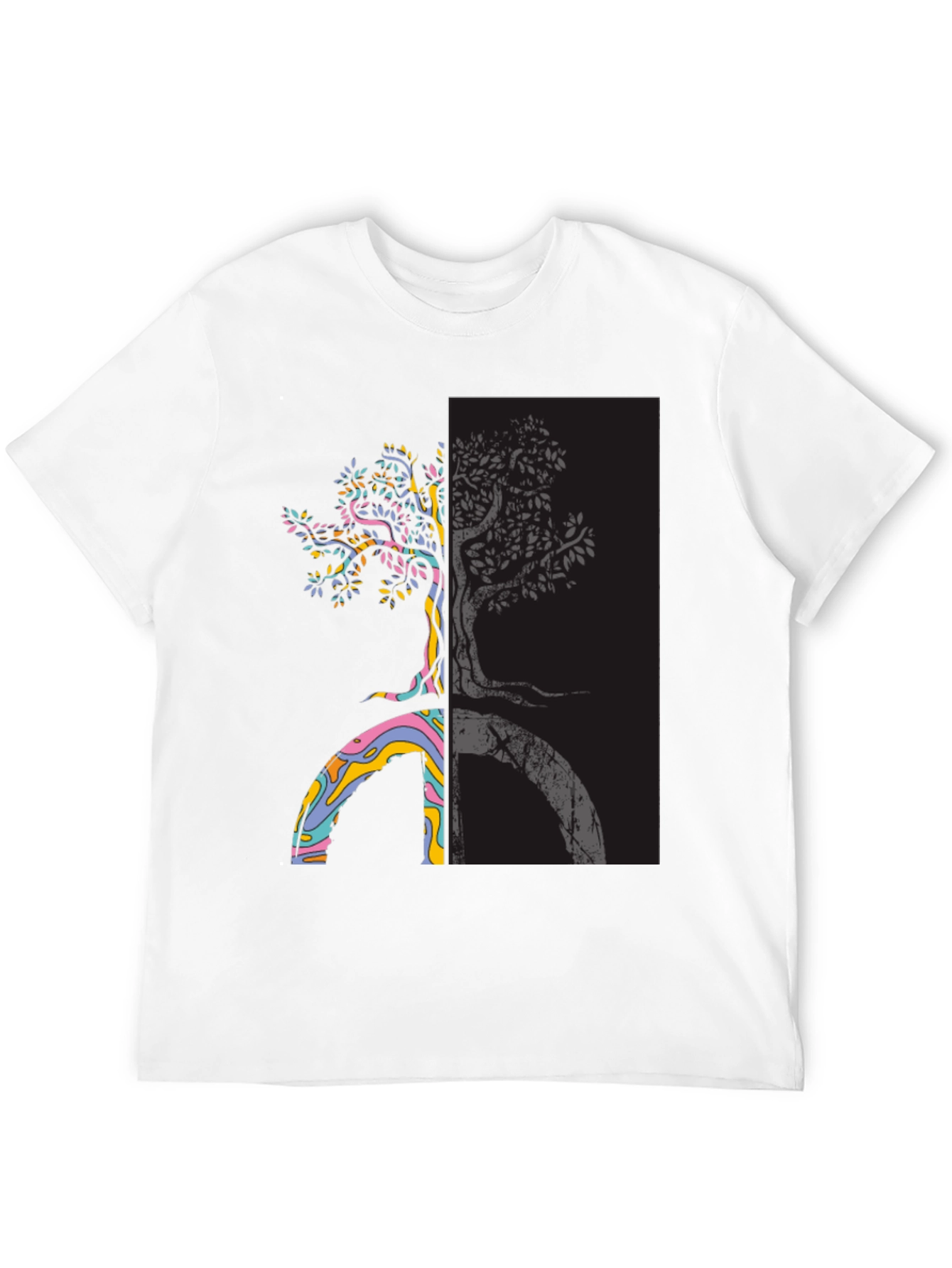Black Yin Yang Tree Peace Sign T-Shirt view 12