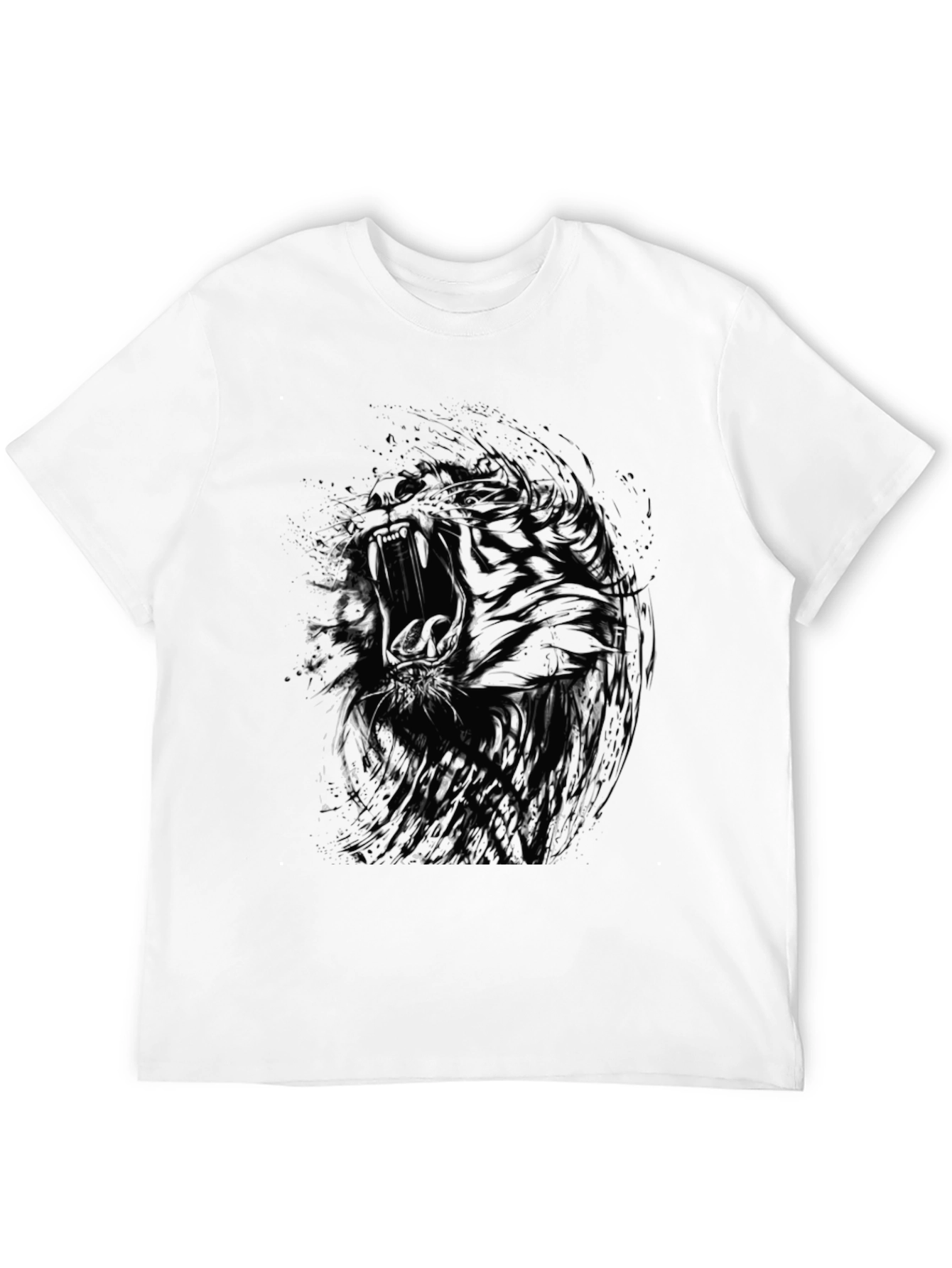 Black Black T-Shirt with Abstract Tiger Design view 12