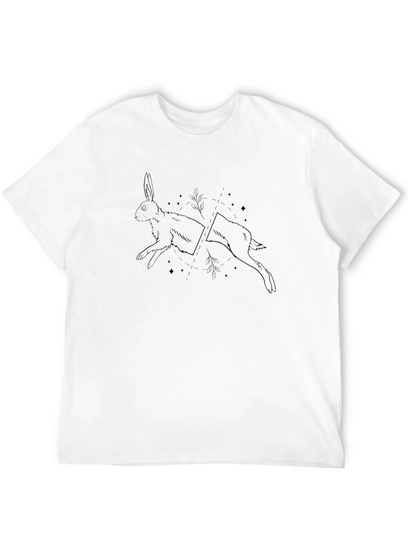 Black Rabbit Constellation Graphic Print Black T-Shirt view 12