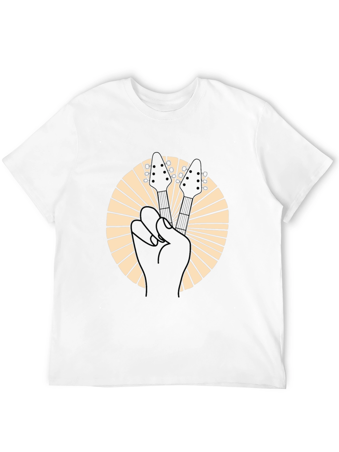 Black Rock On Black Guitar Peace Sign T-Shirt view 12