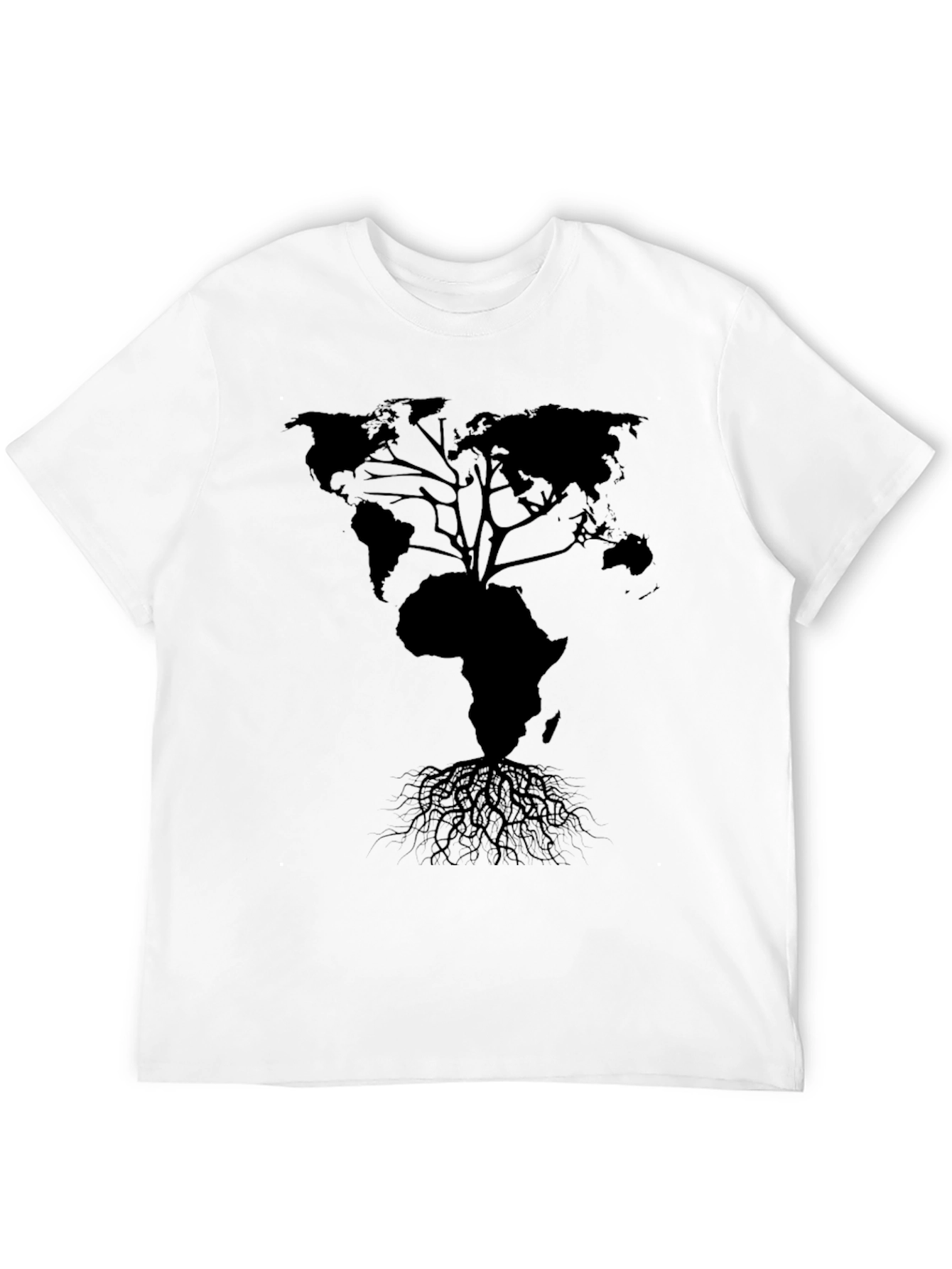 Black World Map Tree T-Shirt - Black view 12