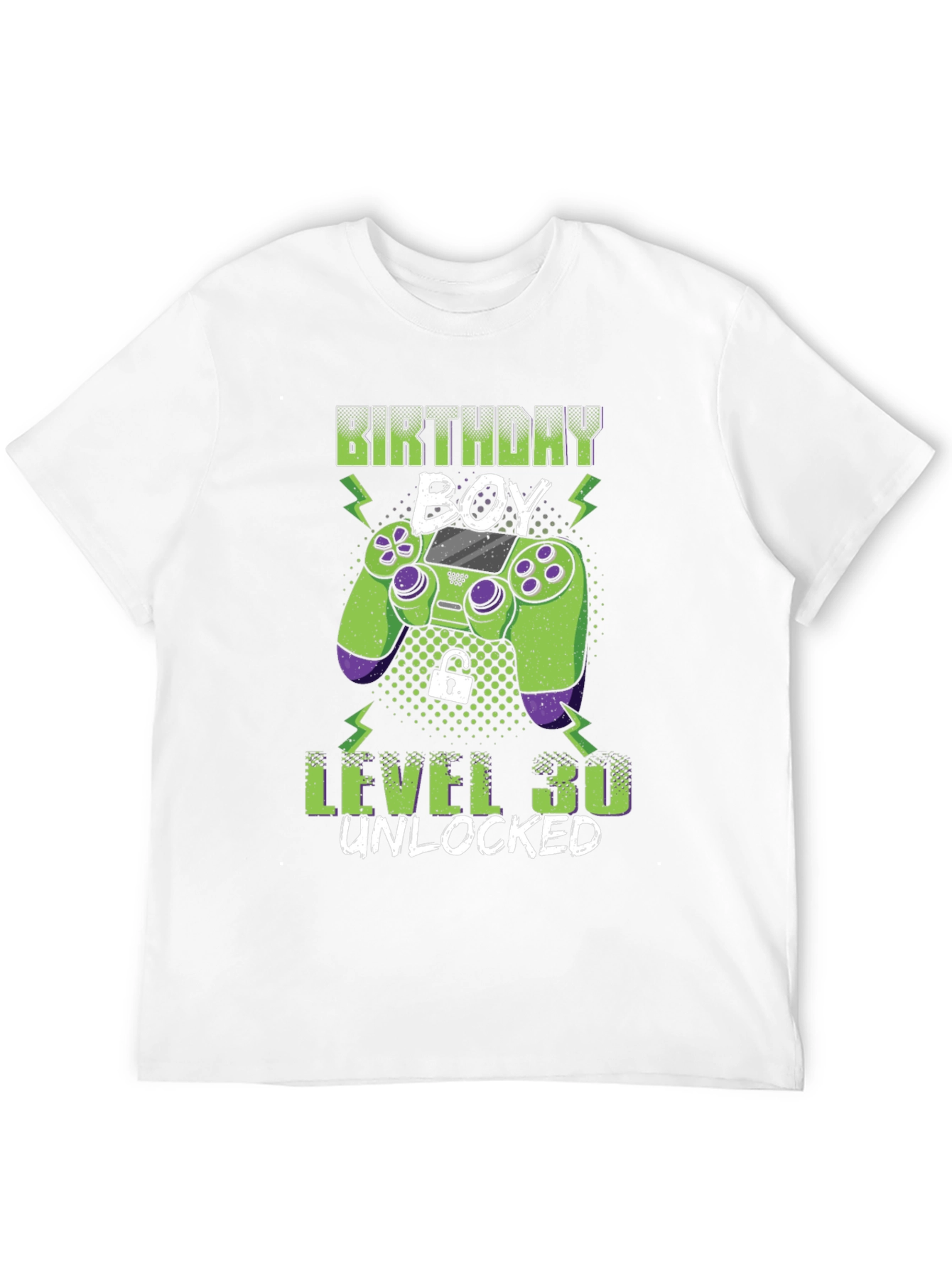 Black Birthday Boy Level 30 Unlocked Gaming T-Shirt view 12