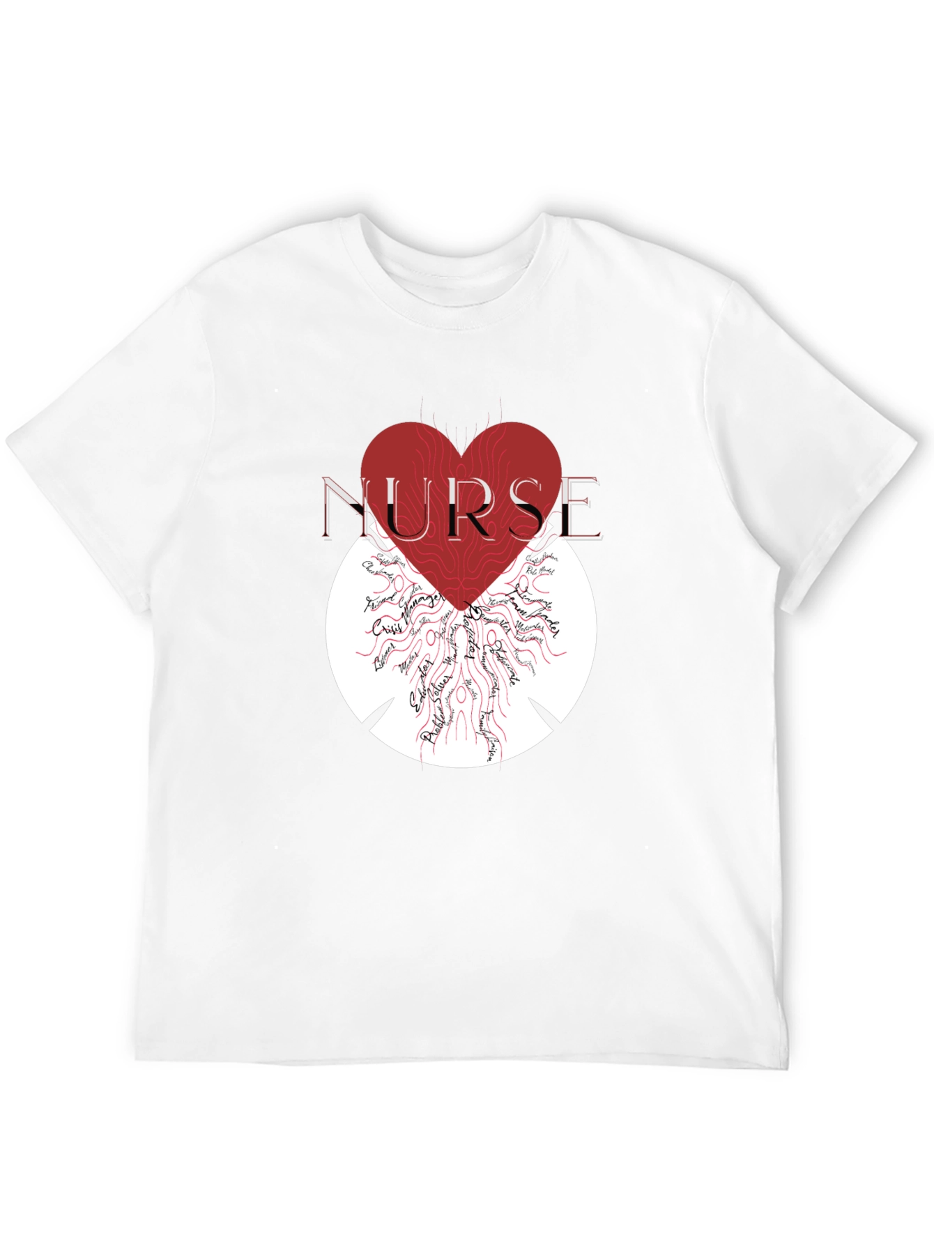 Black Nurse Heart Graphic T-Shirt - Unisex view 12