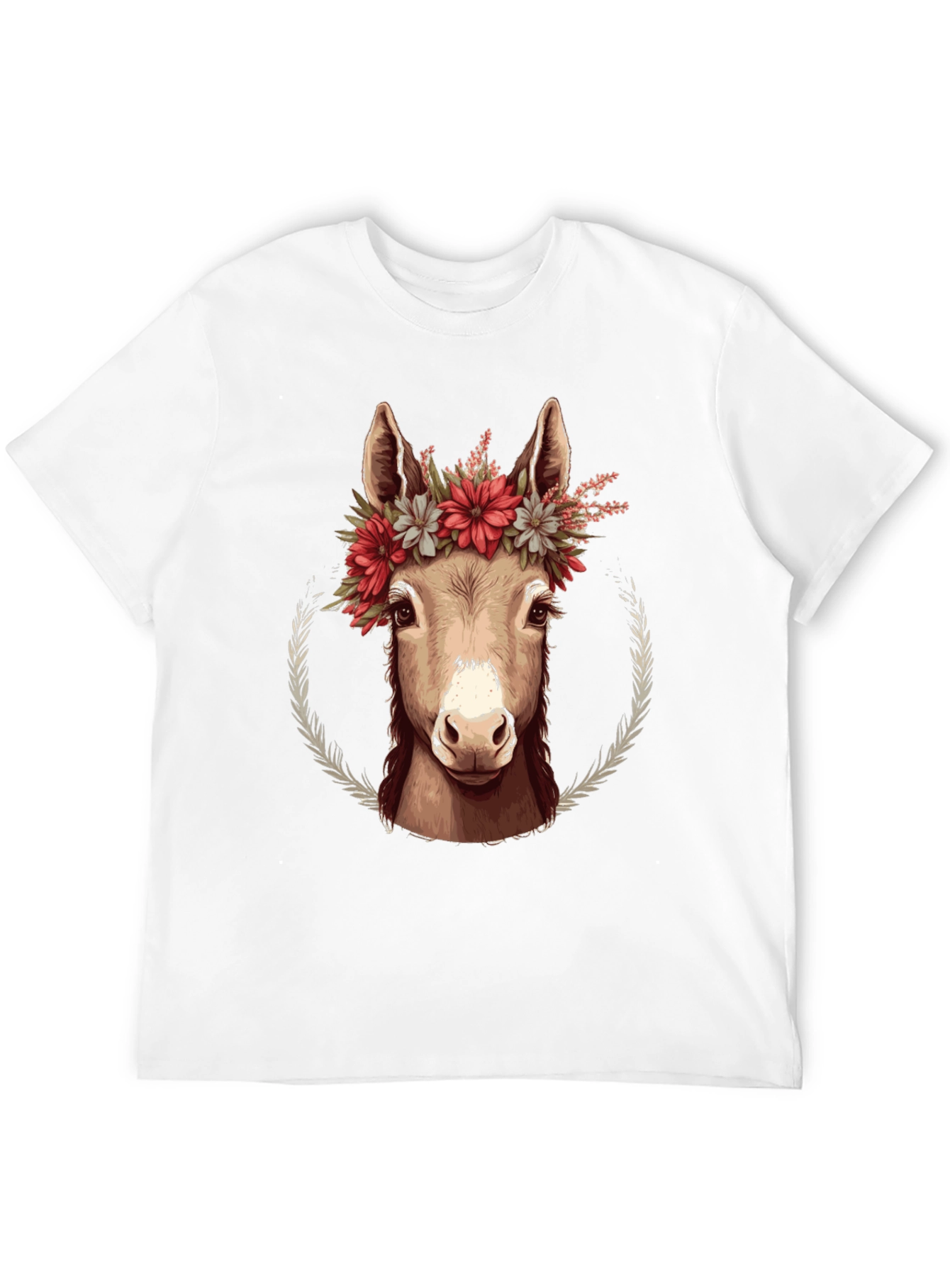 Black Donkey Floral Wreath Graphic Tee - Cute Animal Lover Shirt view 12
