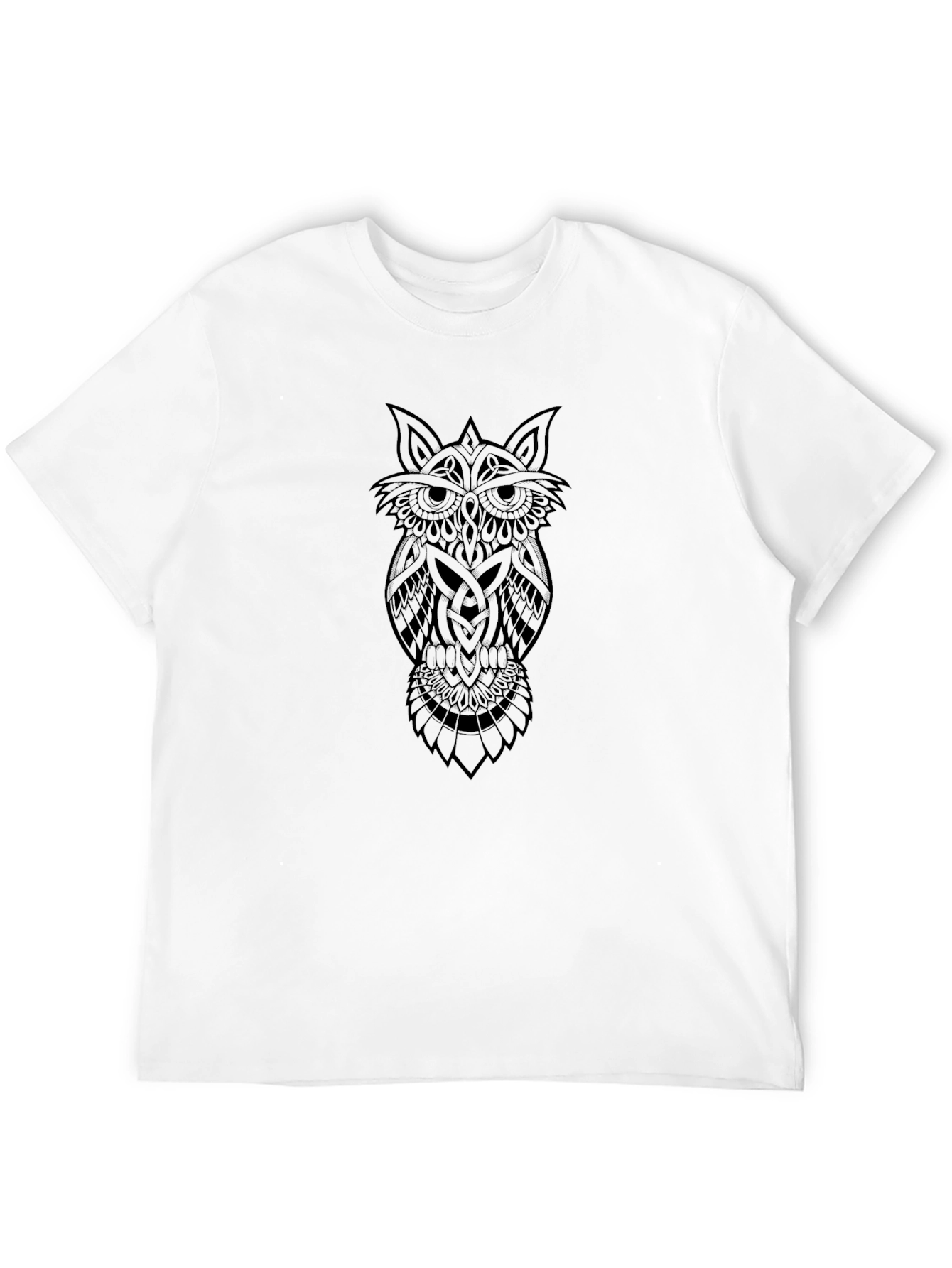 Black Celtic Owl Graphic Tee - Black Cotton view 12