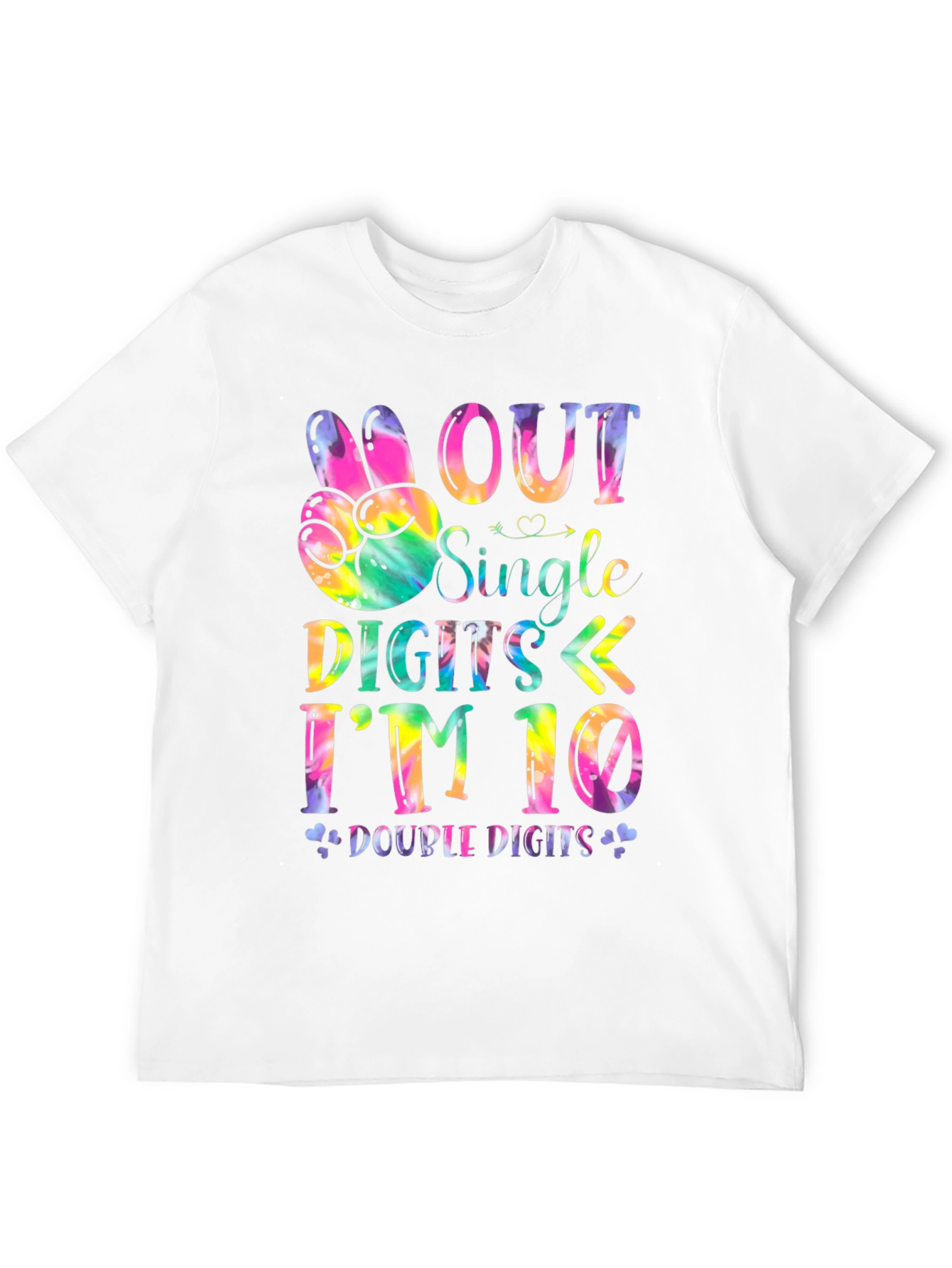 Black Peace Out Single Digits I'm 10 - Tie Dye Birthday Tee view 12