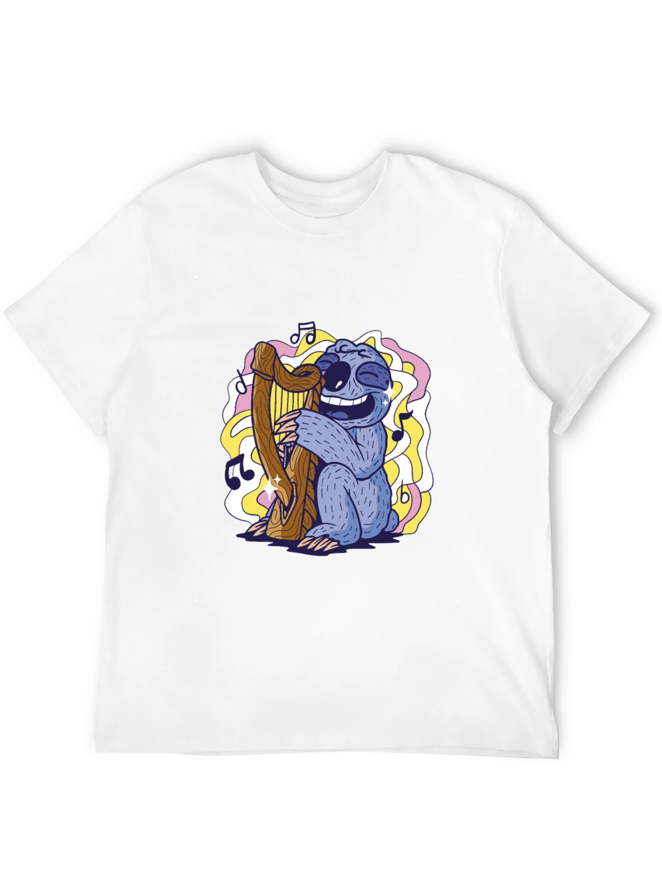 Black Sloth Harpist Graphic Tee - Fun Music Lover's Shirt view 12