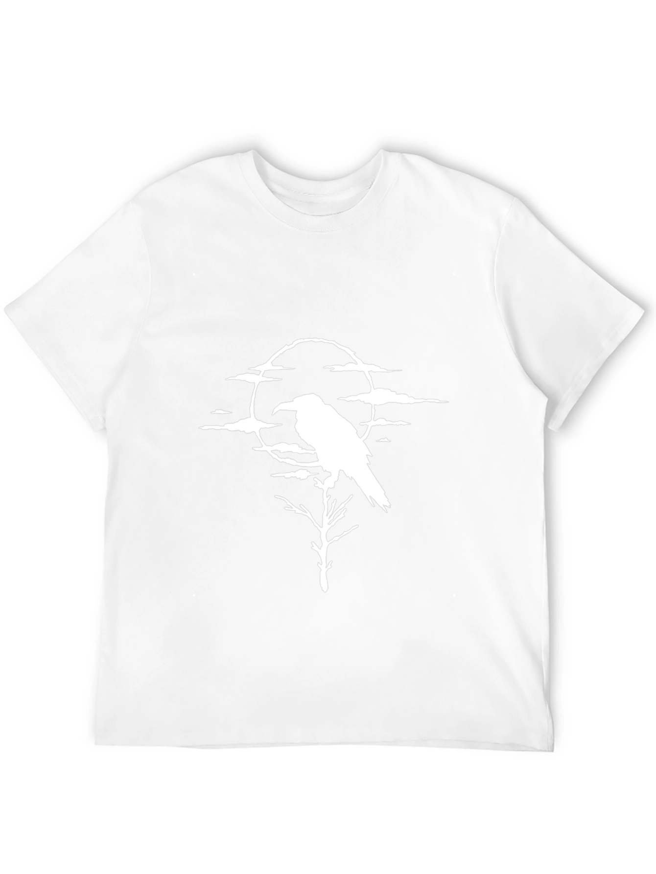 Raven Moon Graphic Tee - Black Cotton Shirt - 12