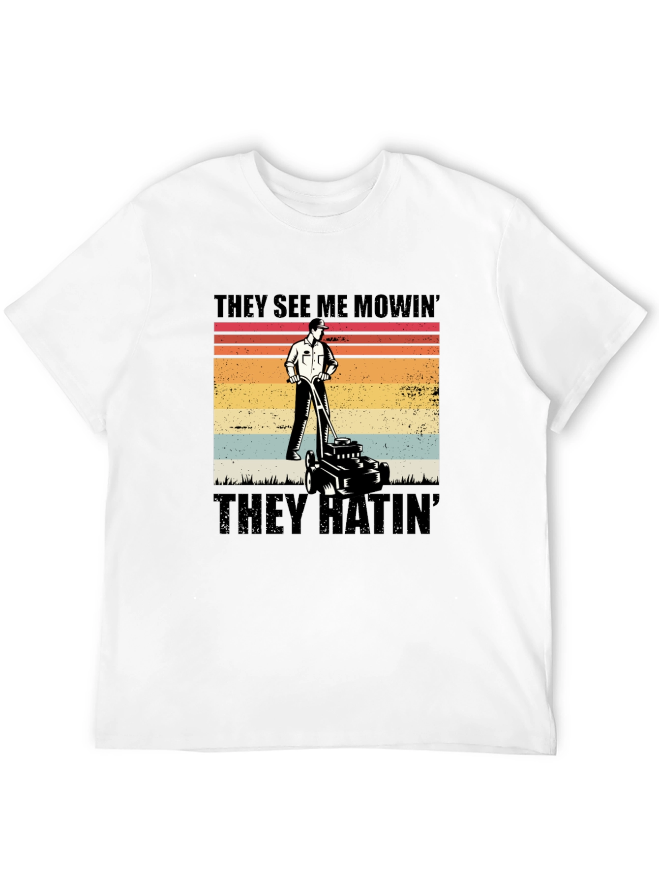 Black They See Me Mowin' Black T-Shirt view 12