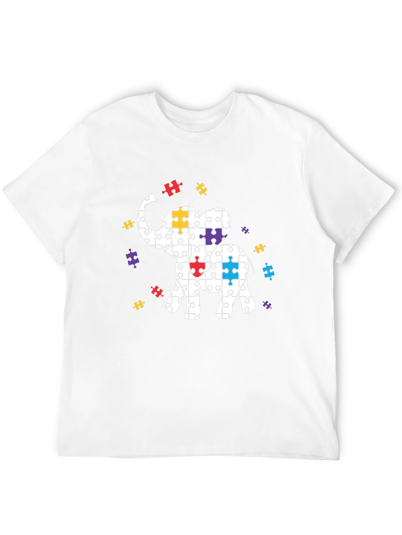 Autism Awareness Puzzle Elephant Graphic Tee - 12