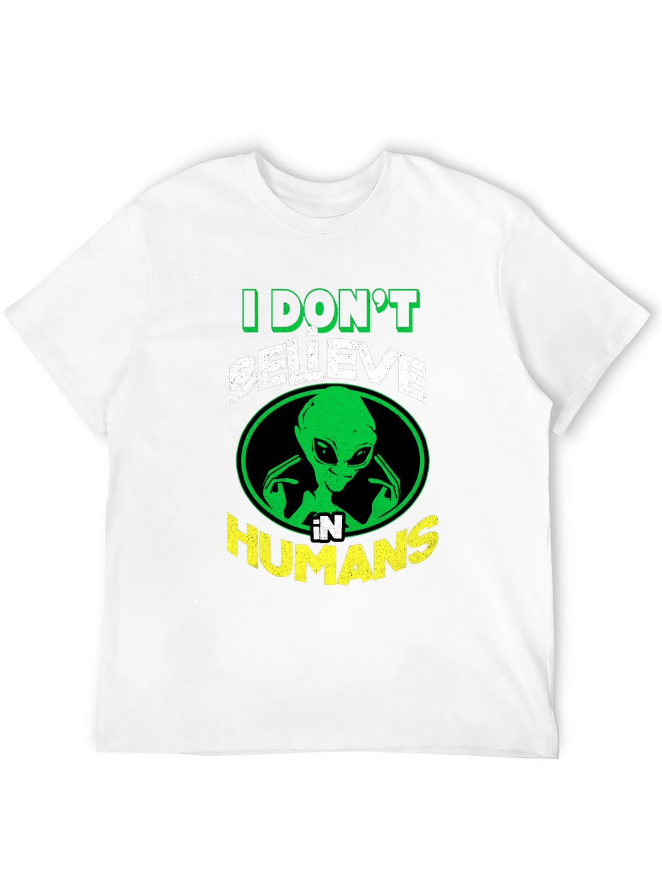Black I Don't Believe in Humans Alien Graphic T-Shirt view 12