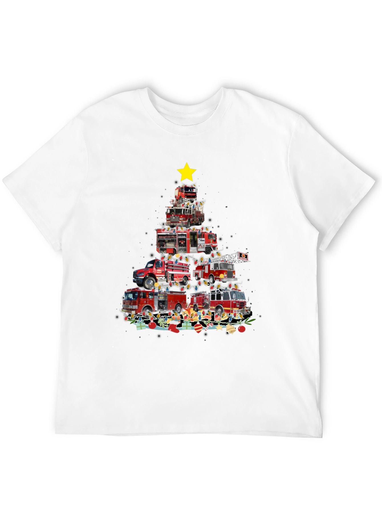 Black Firetruck Christmas Tree Graphic Tee view 12