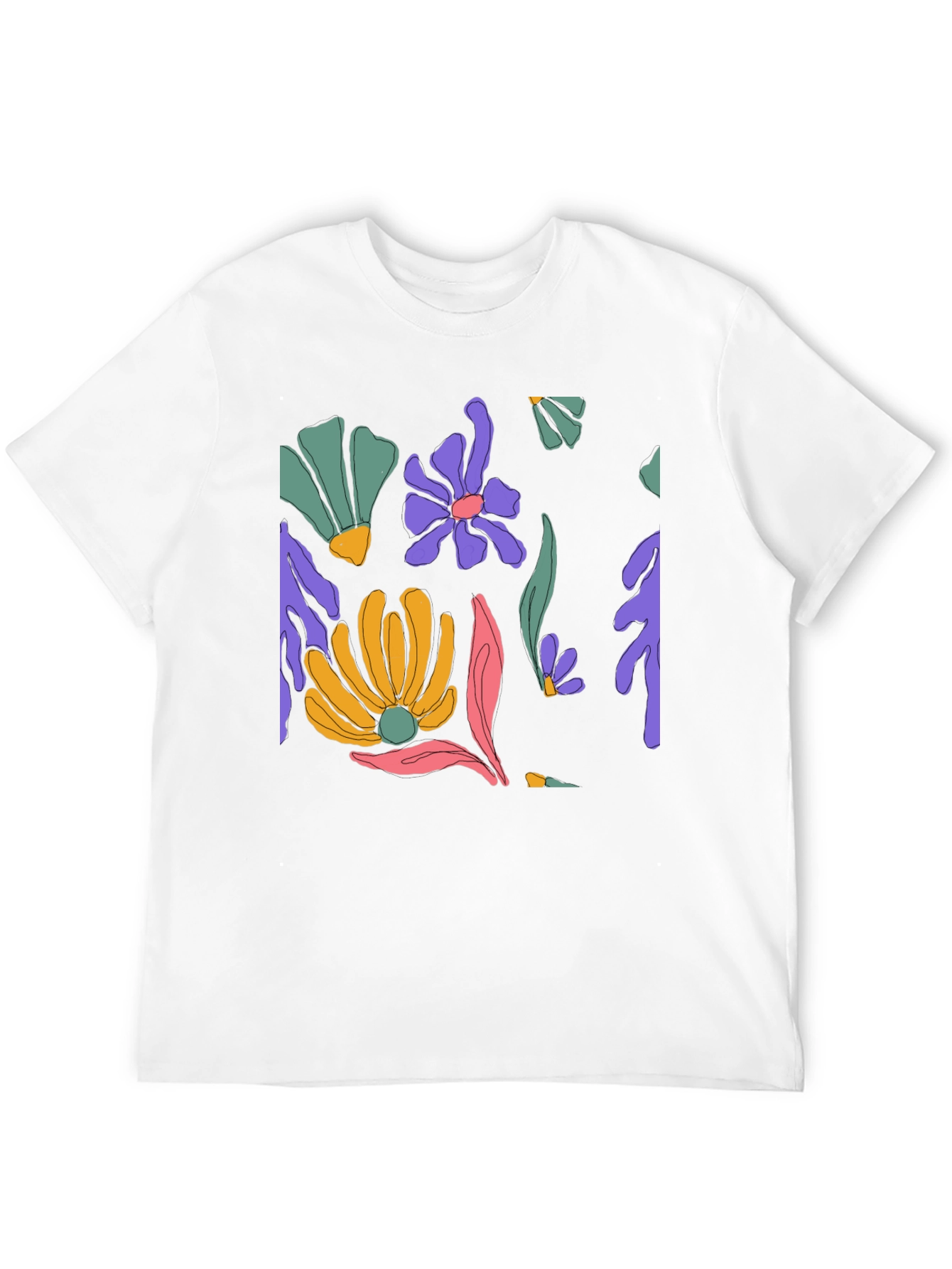 Black Floral Print Black T-Shirt view 12