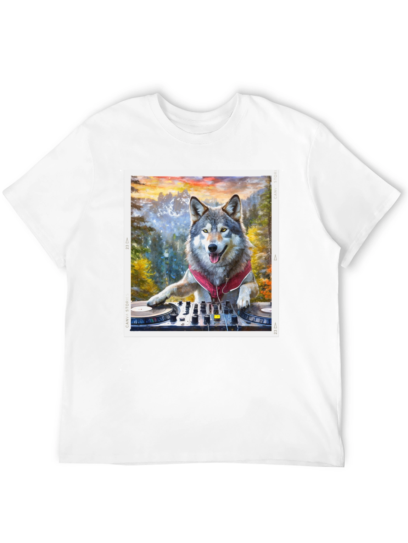 Black DJ Wolf Graphic Tee - Music Lover's T-Shirt view 12