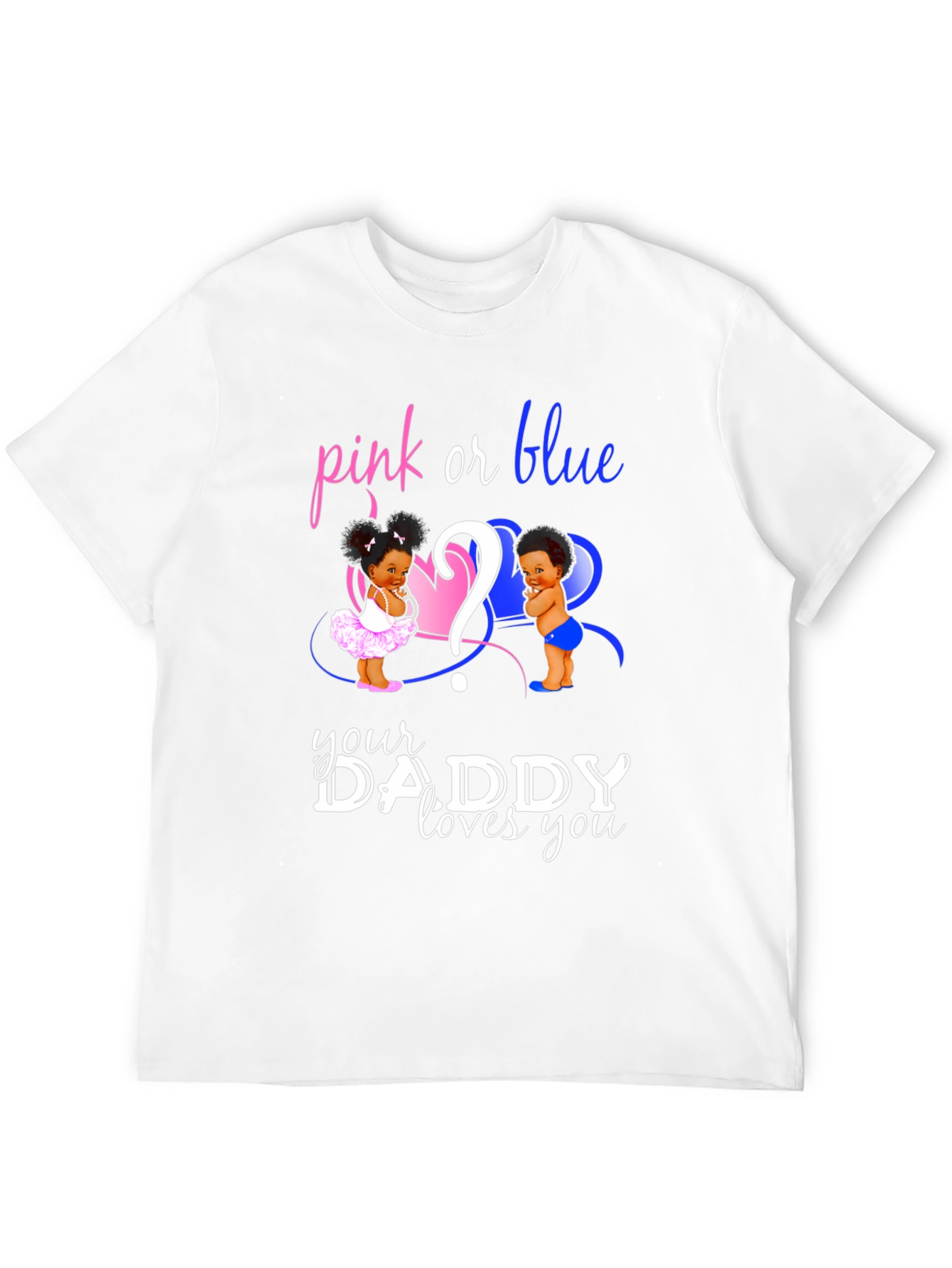 Black Pink or Blue Gender Reveal Daddy T-Shirt view 12