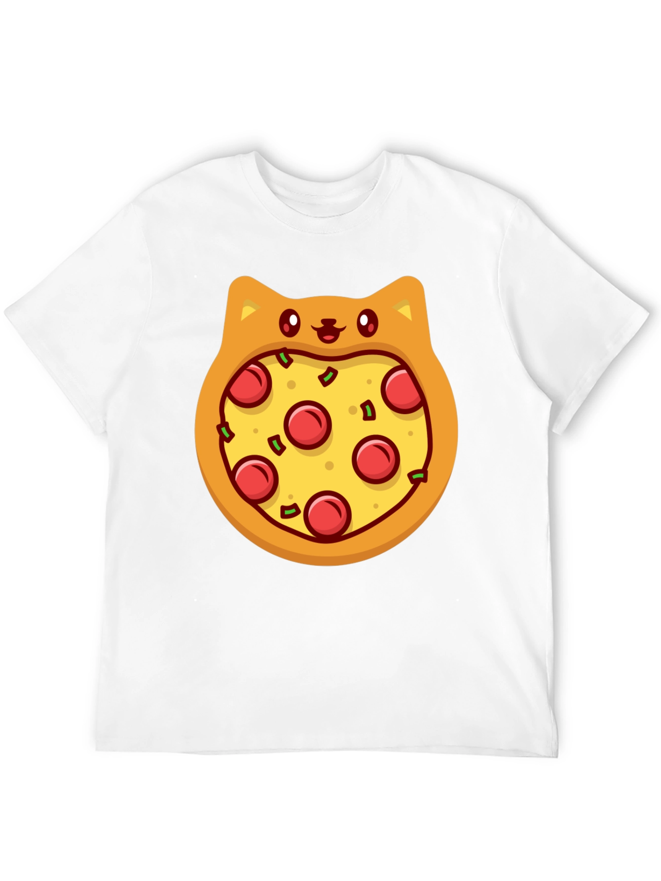 Black Pizza Cat T-Shirt - Novelty Graphic Tee view 12