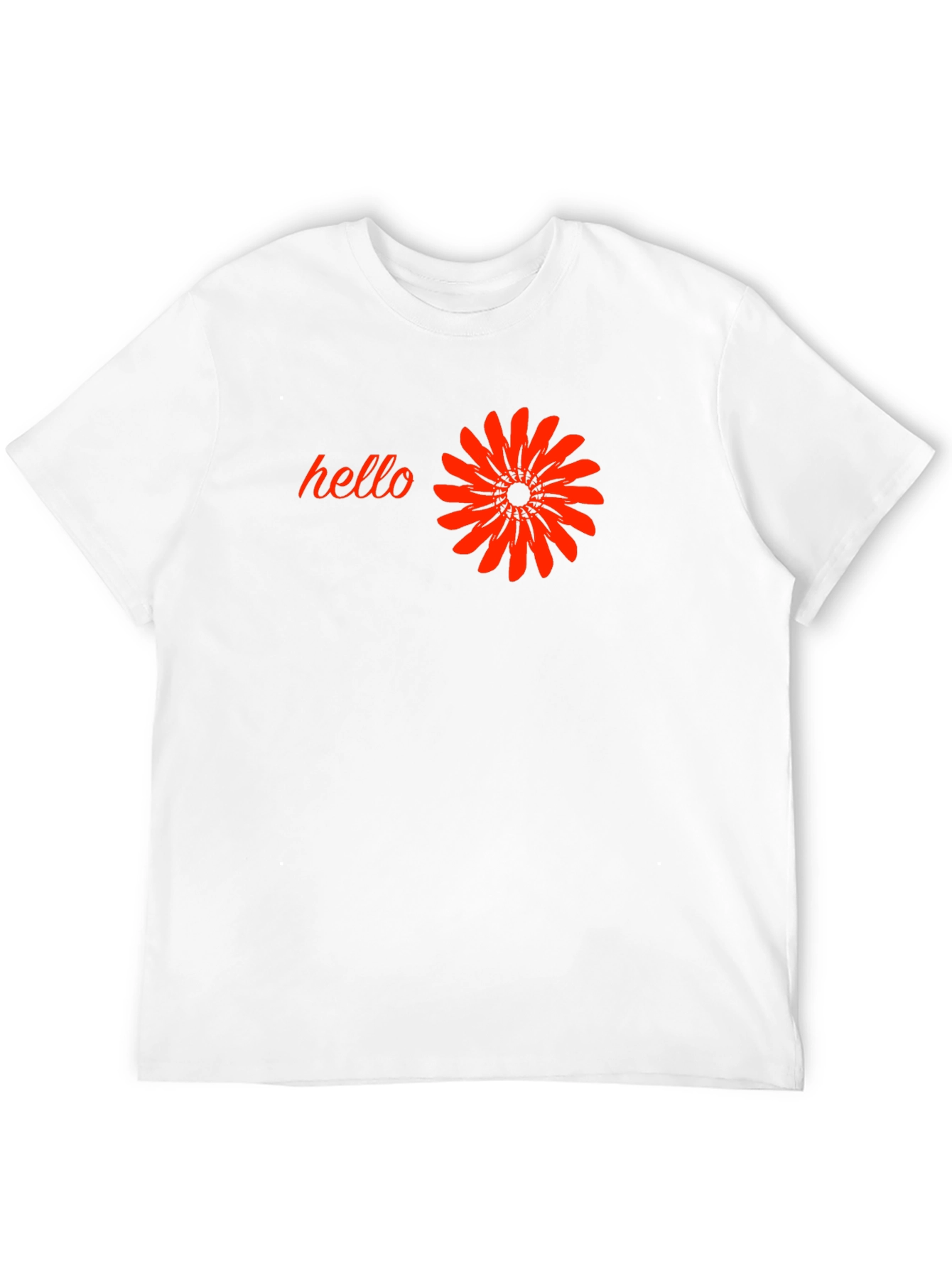 Black Black T-Shirt with 'Hello' and Flower Design view 12
