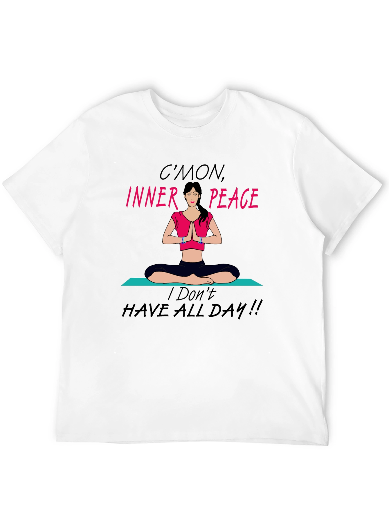 Black Funny Yoga Inner Peace Graphic T-Shirt view 12