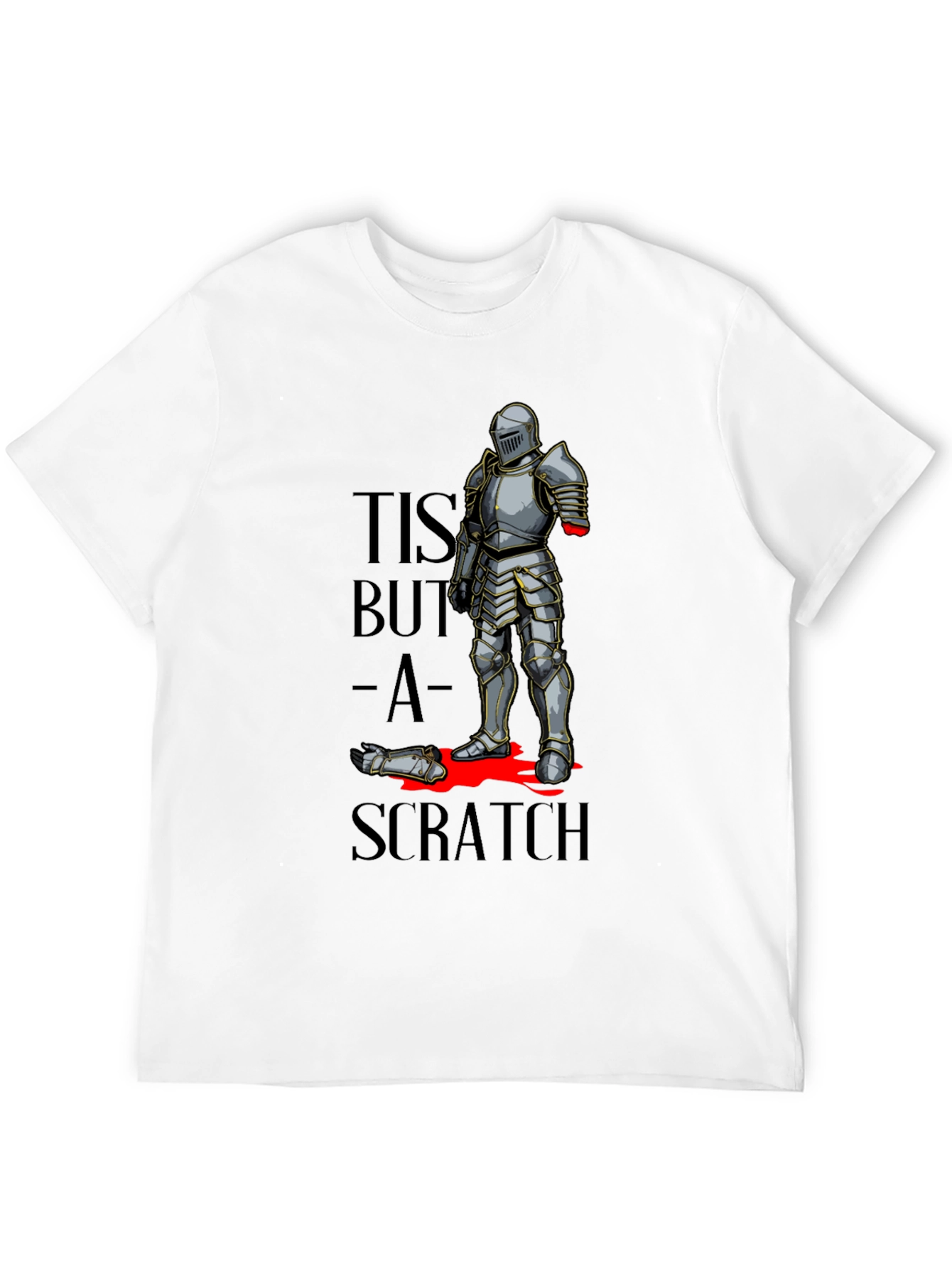 Black Tis But a Scratch T-Shirt - Funny Knight Humor Tee view 12
