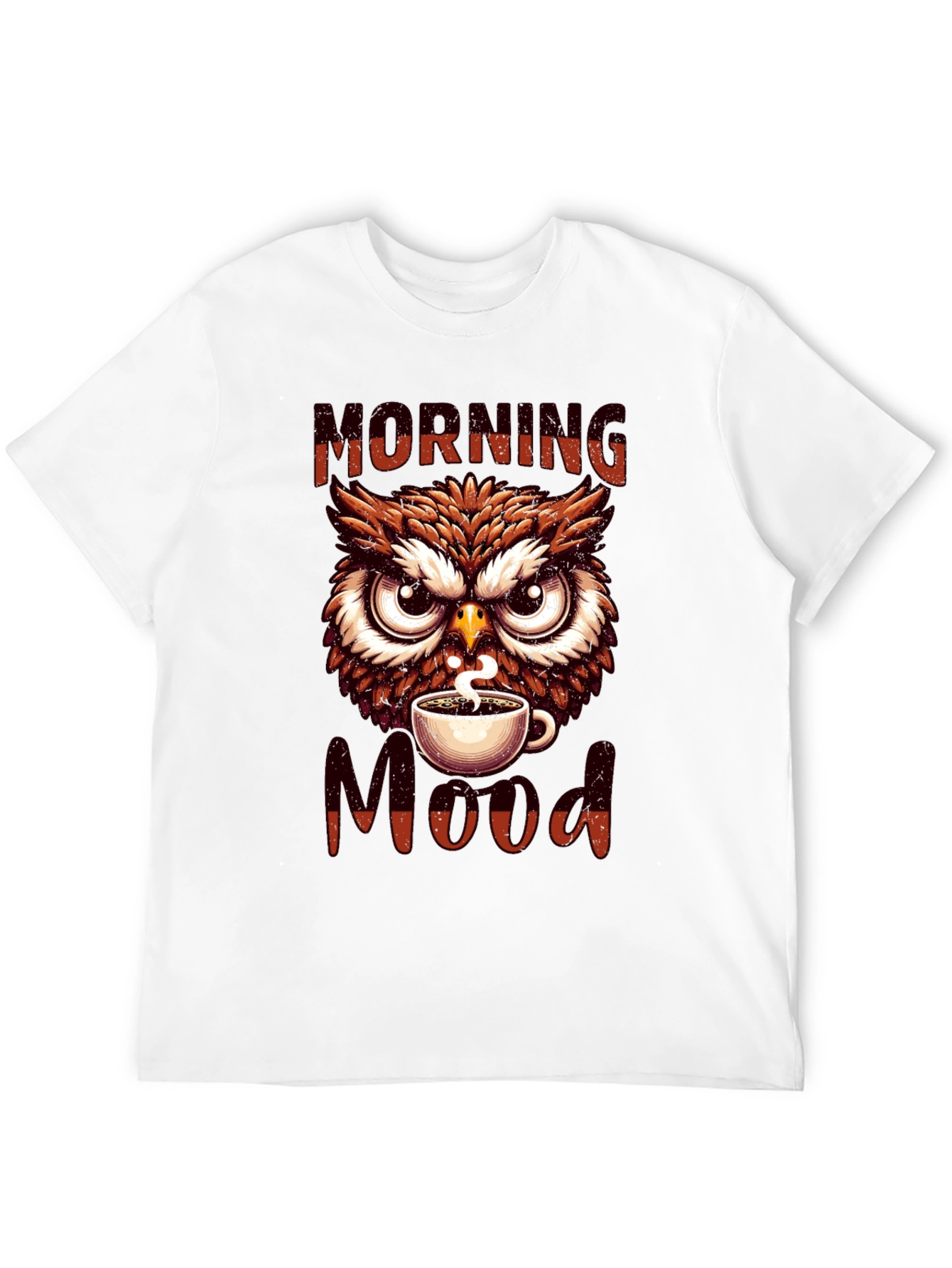 Black Morning Mood Owl T-Shirt - Coffee Lover Apparel view 12