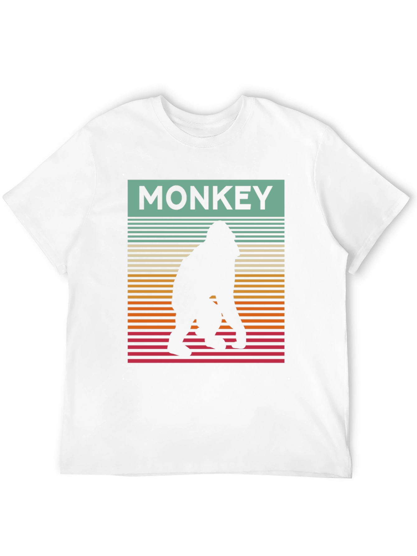 Black Retro Monkey Silhouette Graphic Tee - Cool Casual Wear view 12