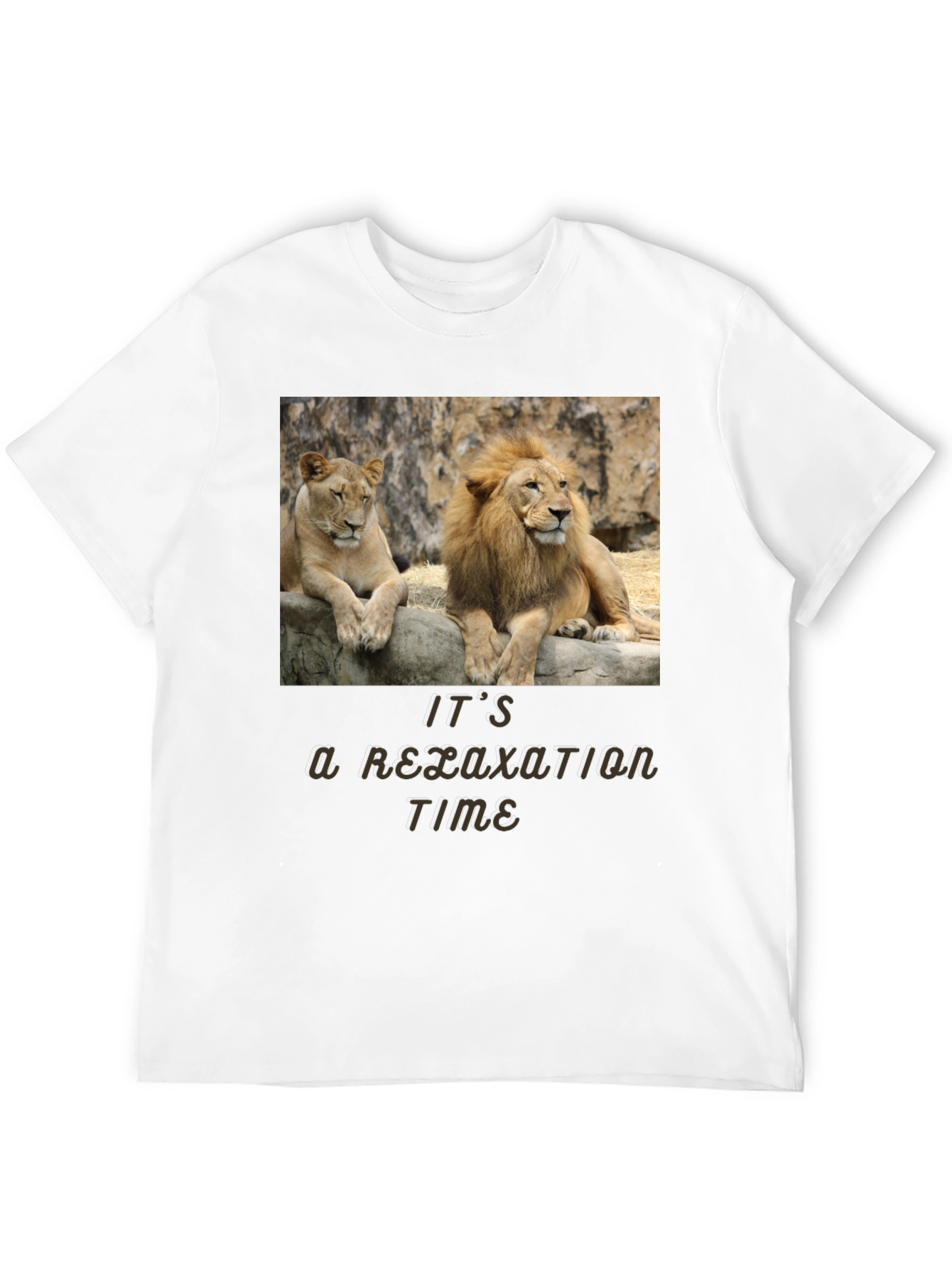 Black Relaxation Time Lion Couple Graphic T-Shirt view 12